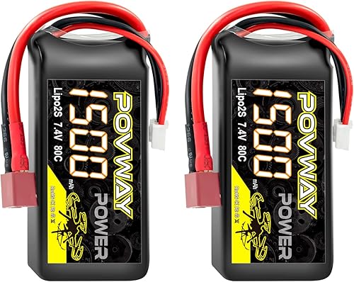 Batería Lipo RC de 1500 mAh 2S 7.4V 80C con enchufe en T para helicóptero a control remoto, avión FPV, dron, cuadricóptero, barco a control remoto,