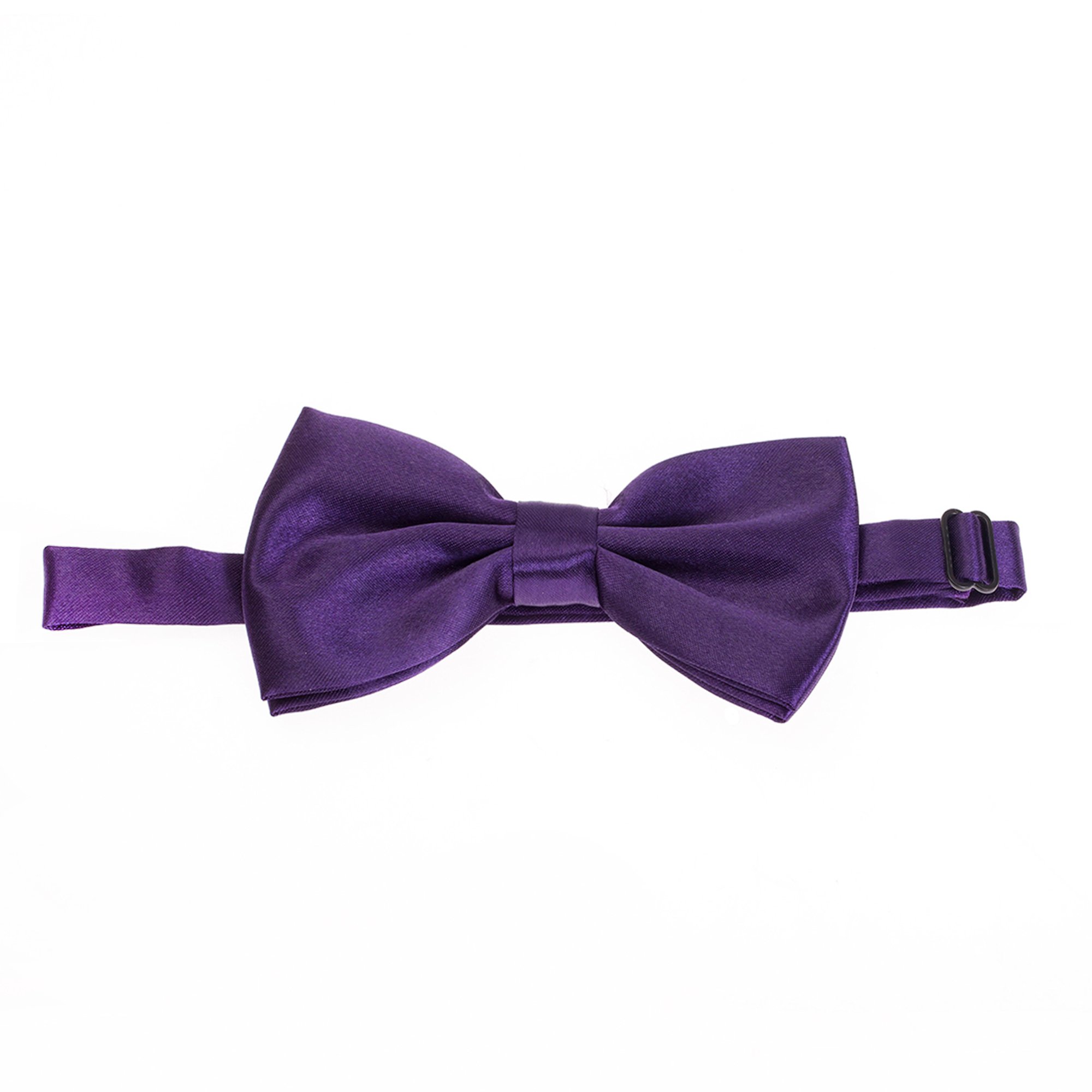 Pre-tied & Adjustable Satin Solid Colour Classic Plain Bow Tie (Cadbury's Purple)