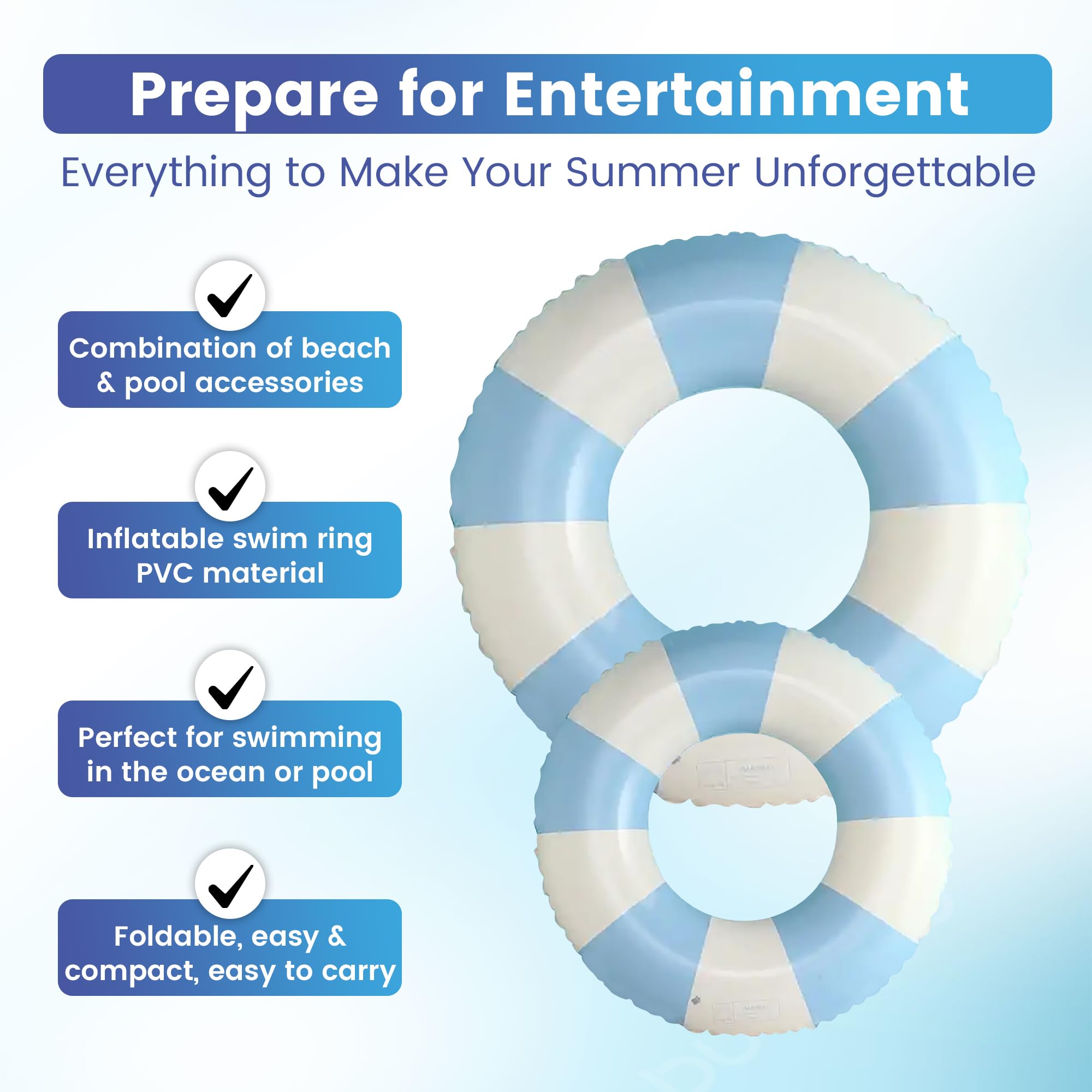 Inflatable Pool Ring, Blue, XL - Image 4