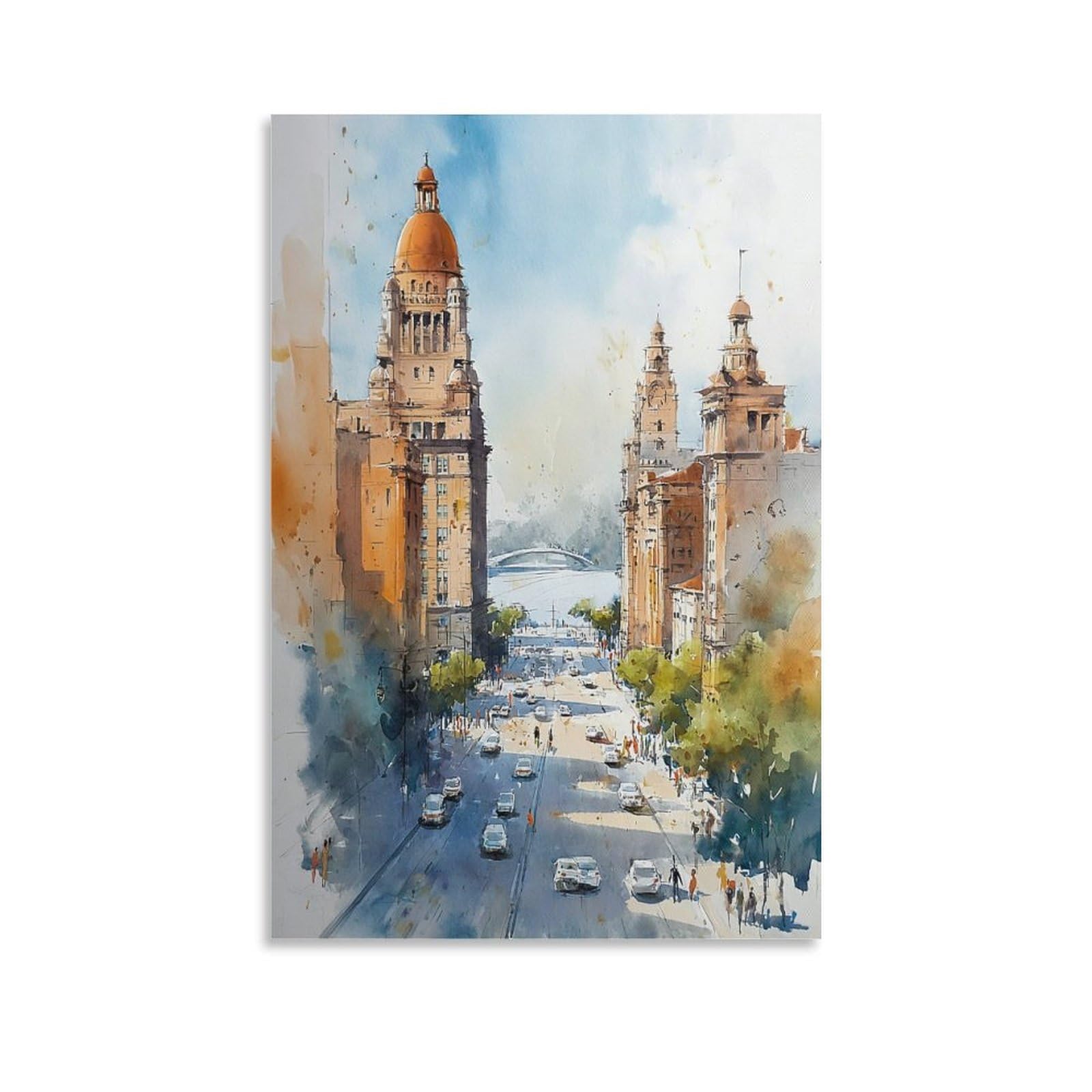 LCYNNH San Diego Watercolor 20x30inch(50x75cm) Vintage Travel Poster Watercolor Canvas Art