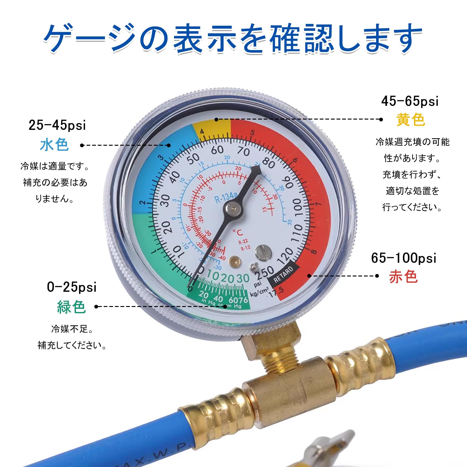 Amazon.co.jp: XIJIANG エアコン ガスチャージホース メーター付