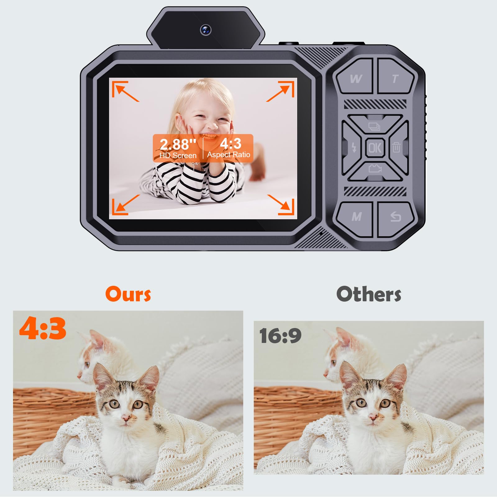 64MP Digital Camera, 4K Auto Focus Compact Camera, 2.88