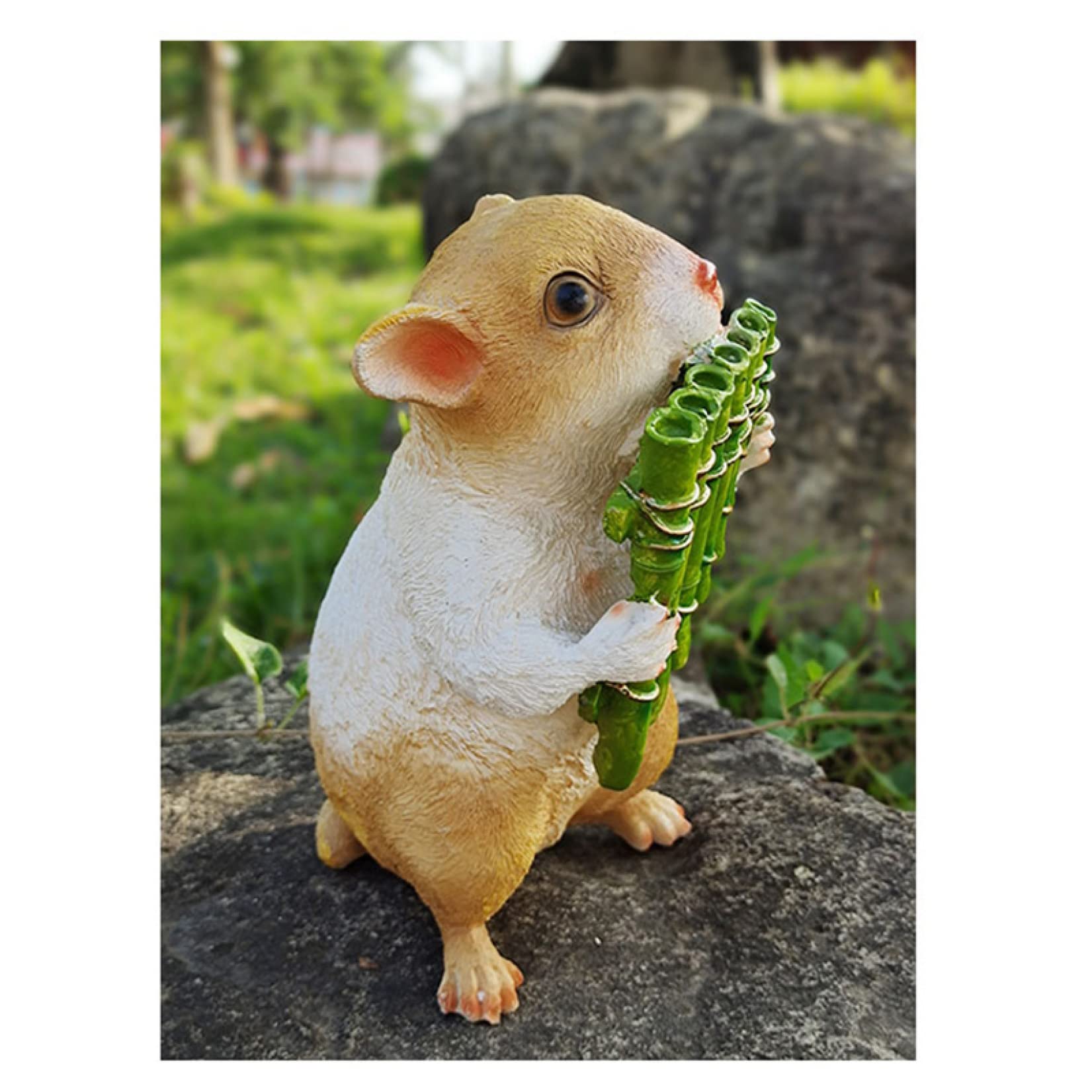 Amazon.co.jp: かわいい ハムスターの置物 植物 ギター 飾り 置物