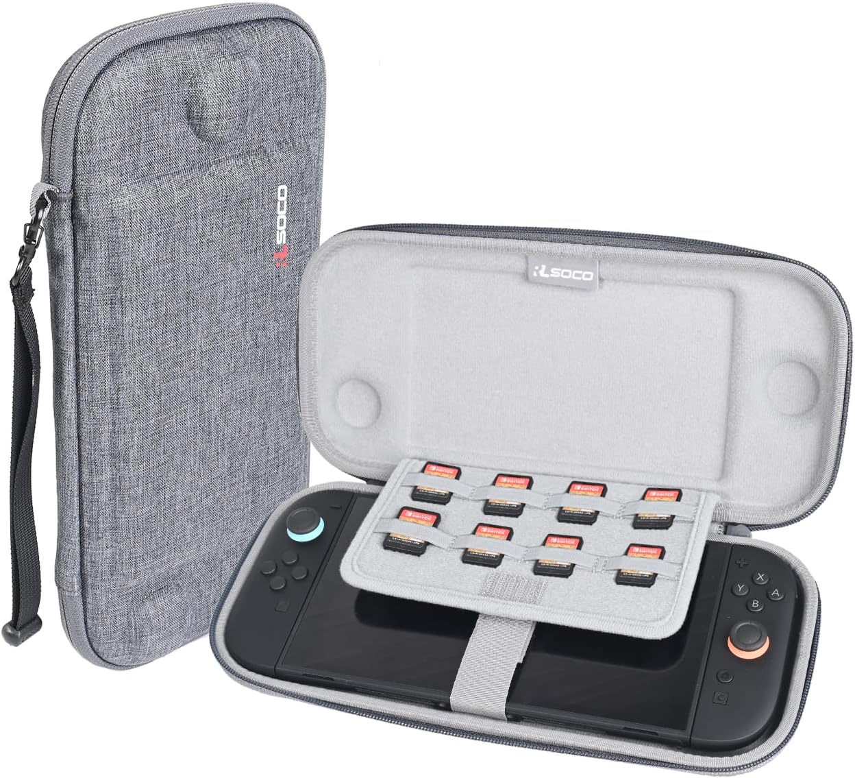 RLSOCO Carrying Case for Nintendo Switch 2 Game Console with 8 Game Card Slots | Compact Design with YKK Zipper & Scratch Protection - Grey (Case Only)