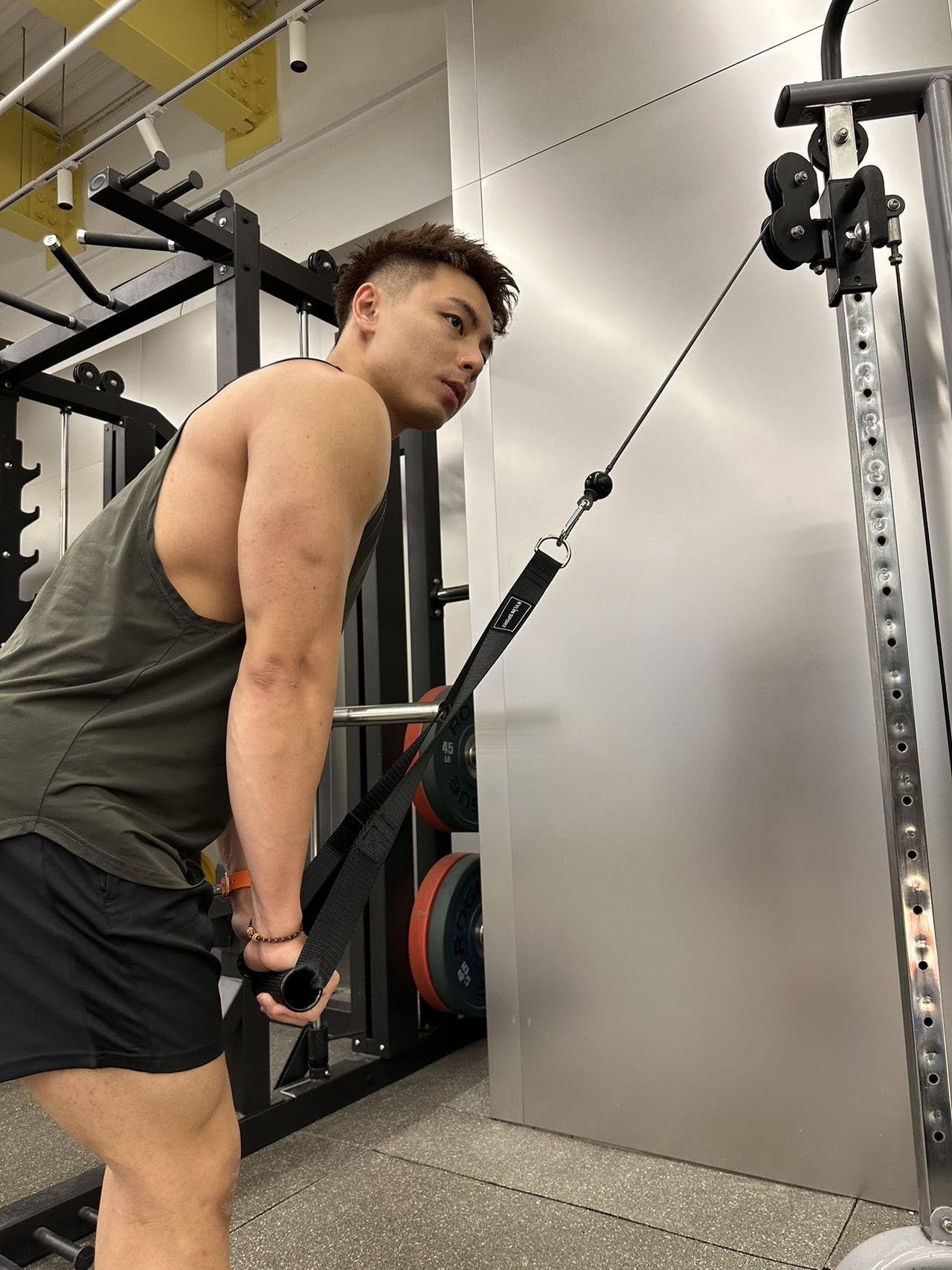 Longue poignée d'étrier avec mousqueton en métal pour câble de machine, bandes de résistance, poignées en silicone, sangle de fitness