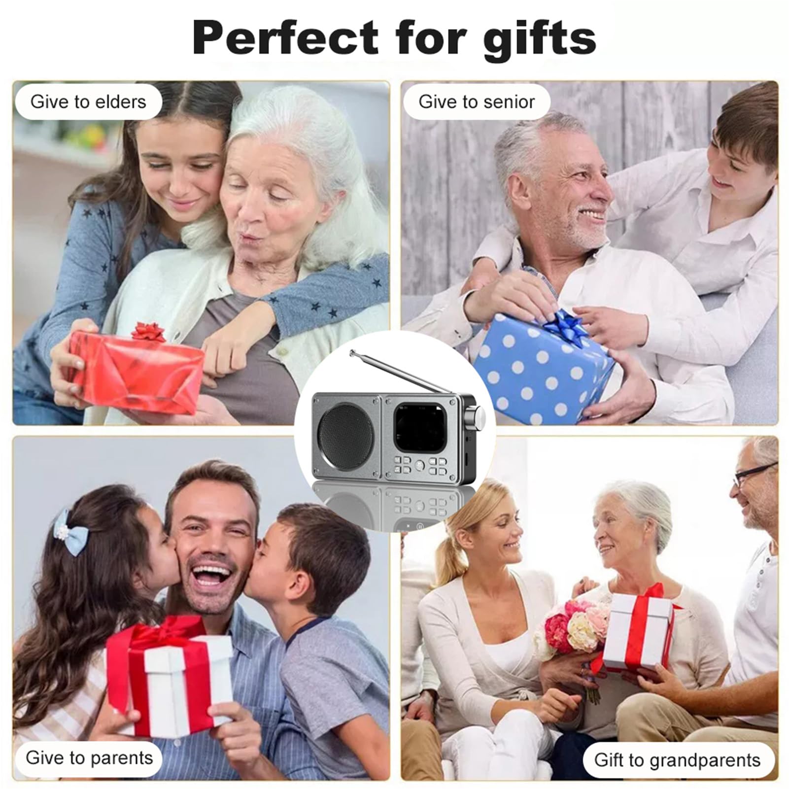 Annadue Radio FM Bluetooth Portátil para Viajes Al Aire Libre, Hogar, Pantalla de 2,01 Pulgadas, Reproductor de Música Bluetooth con Altavoz de Graves, Grabadora para Viajeros, En (64G)