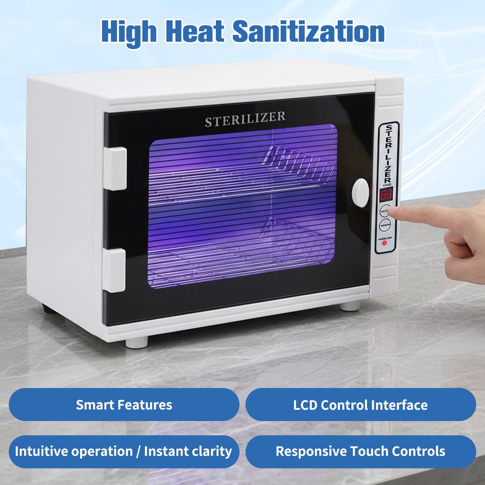 UV Desinfektionsschrank mit 10L Fassungsvermögen, Professioneller Sterilisator für Instrumente aus Metall mit 60-Minuten Timer, 360° Desinfektion für Nagelstudios, Friseure, Kosmetik und Haushalte
