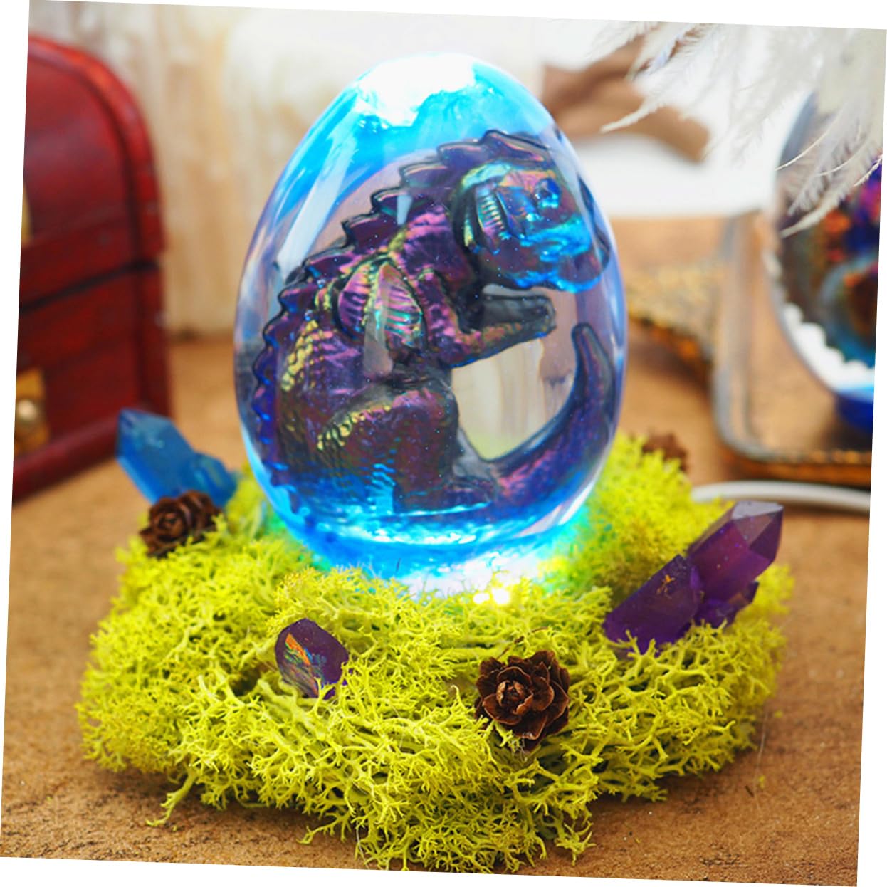 COHEALI 2sets Stampo Silicone Forma Di Di Drago Con Base Illuminata Stampo Per Resina Creativa Facile Da Pulire e Riutilizzabile Per Decorazioni Fatte Mano e Regali Personalizzati