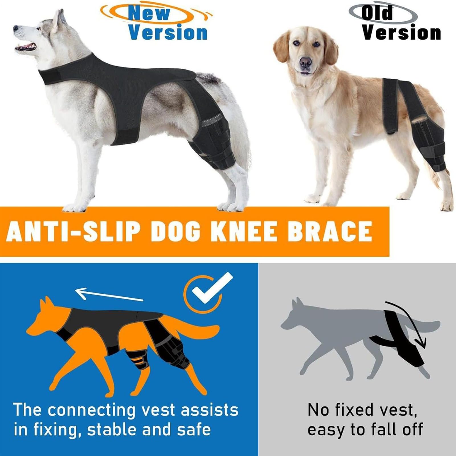 Attelle De Patte Arrière Pour Chien Ajustable Avec Stabilisateurs En Métal