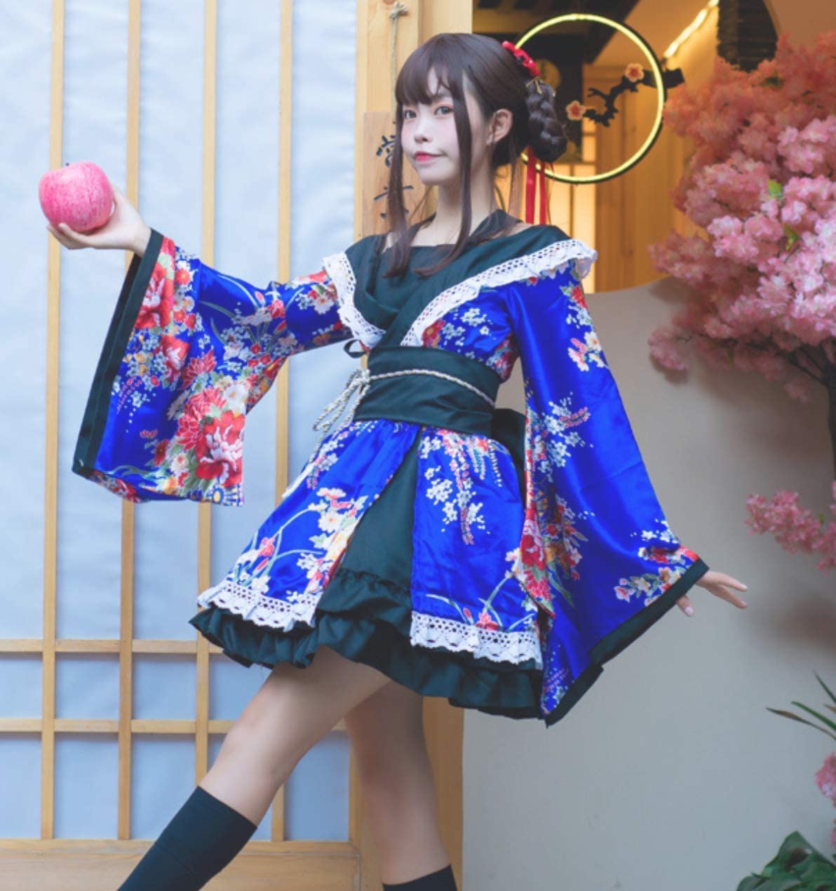 Amazon | ミニ 着物 ワンピース コスプレ 和服 ドレス 衣装 和装