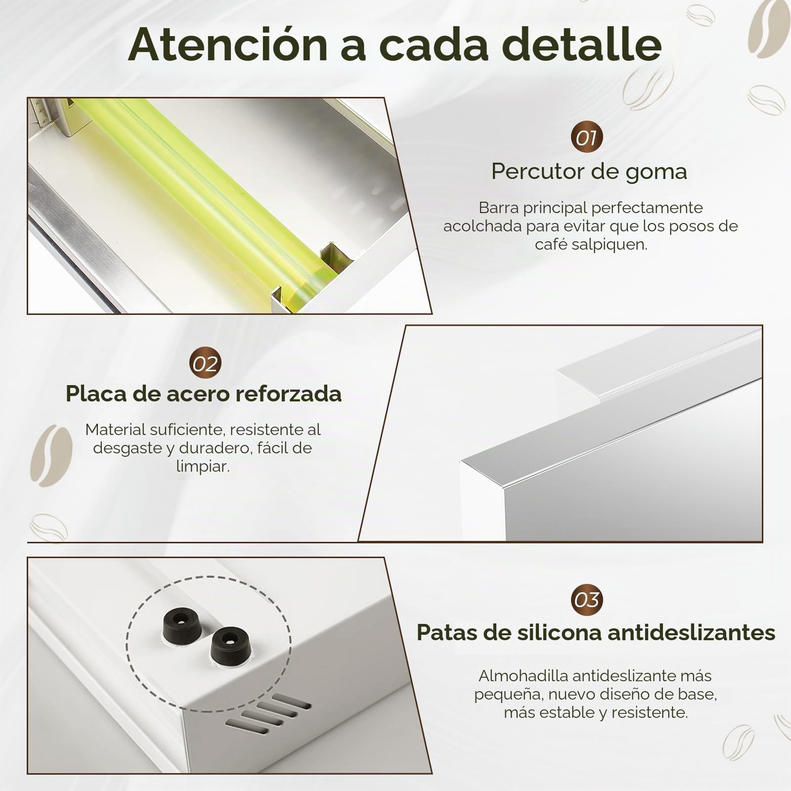Cafe Knock Box Cajon Posos Cafe de Acero Inoxidable Contenedor de Caja de Café con Palo de Golpe Accesorios Cafetera