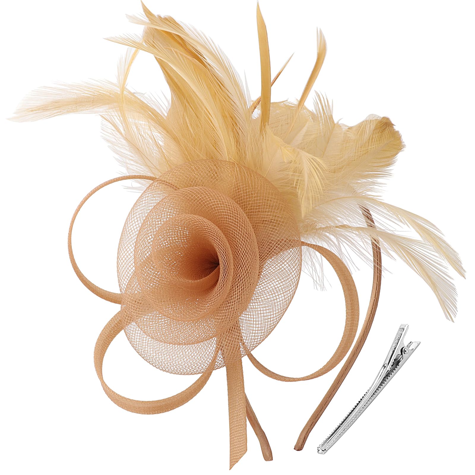 DRESHOW Fascinators Hats for Women Tulle Feather Tea Party Fascinator Hats