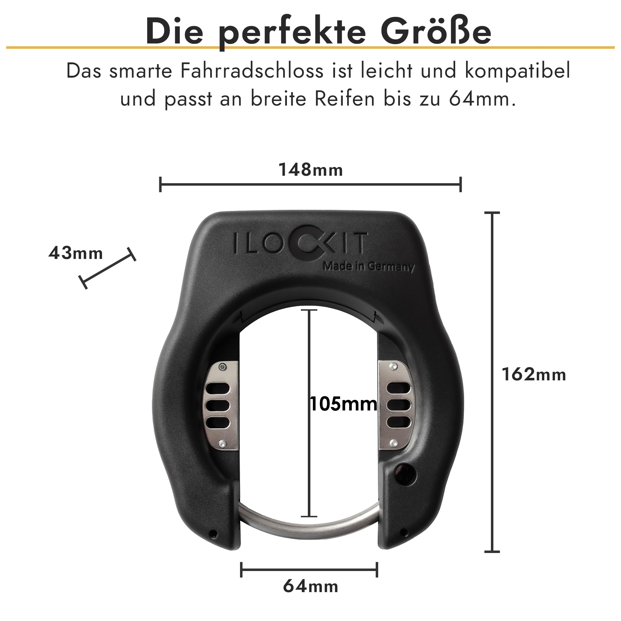 Rahmenschloss Fahrrad I Bluetooth Fahrradschloss mit Alarm | Smartes Fahrradschloss mit Alarm | Rahmenschloss per Handy steuern | Made in Germany
