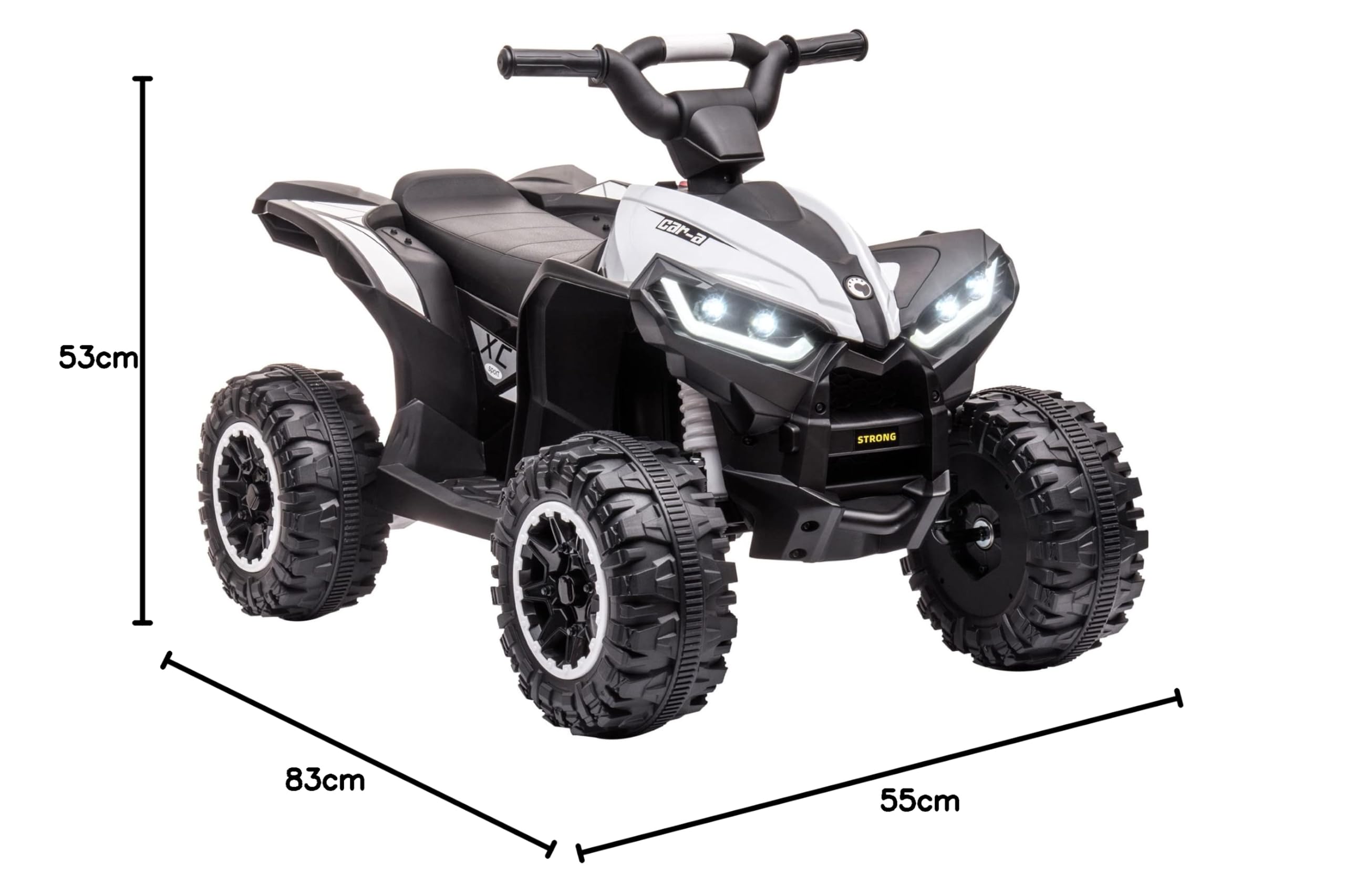 HOMCOM Quad Eléctrico para Niños 12V, Quad para Niños de 3-5 Años, con 2 Motores, Velocidad Ajustable 3-6km/h, Faros, Bocina, Música, USB, Avance y Retroceso, Blanco