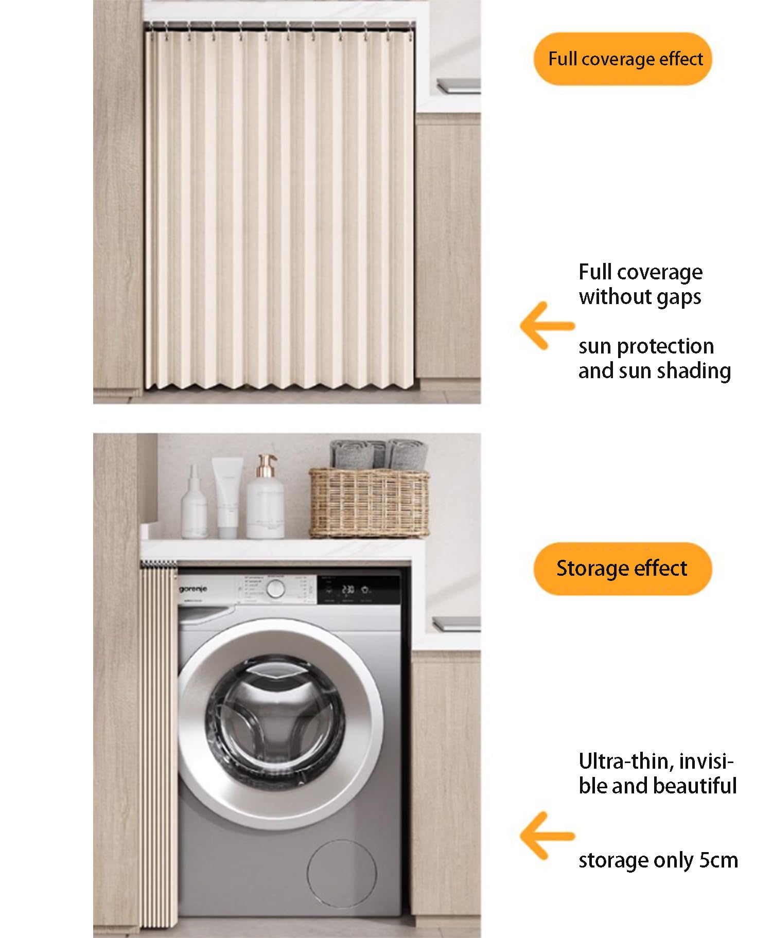 Tendina Sottolavello,Tende For La Privacy, Tenda Scorrevole Con Sistema Completo,Tendina Bagno Corta Per Armadio Da Cucina,Armadio,Mobile Lavatrice,Tenda Oscurante Da Interno