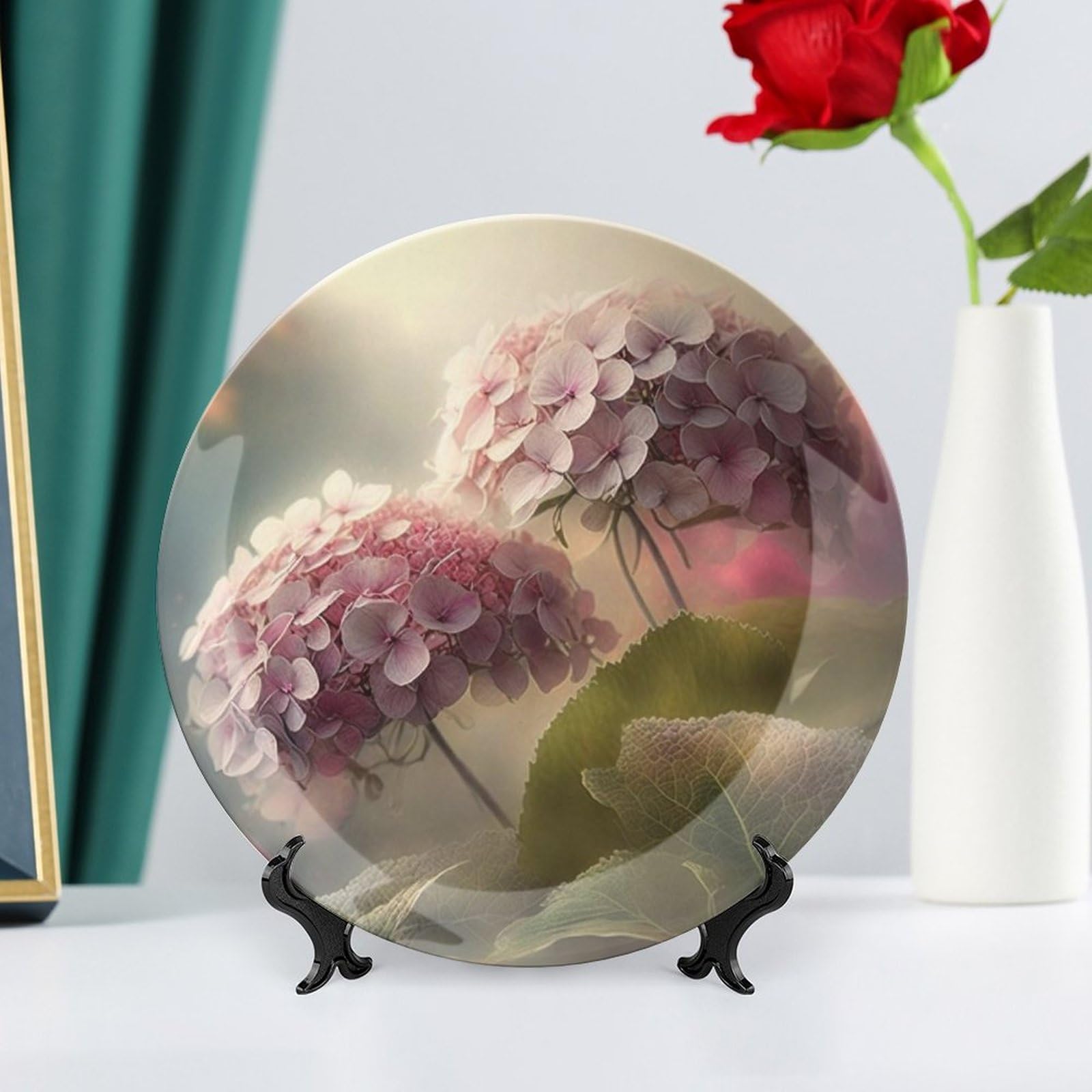Piatti decorativi in ceramica con ortensia fiore per parete soggiorno sala da pranzo