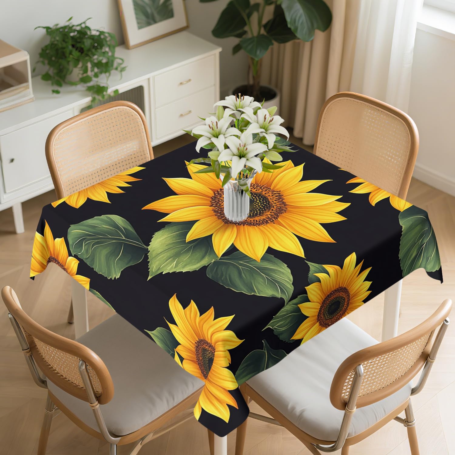 Yesad Square Tablecloth 54x54In Floral Table Cover 60x60In Washable Table Cover for Party Restaurant, Picnic, Indoor and Outdoor Dining, 60x60In, Big