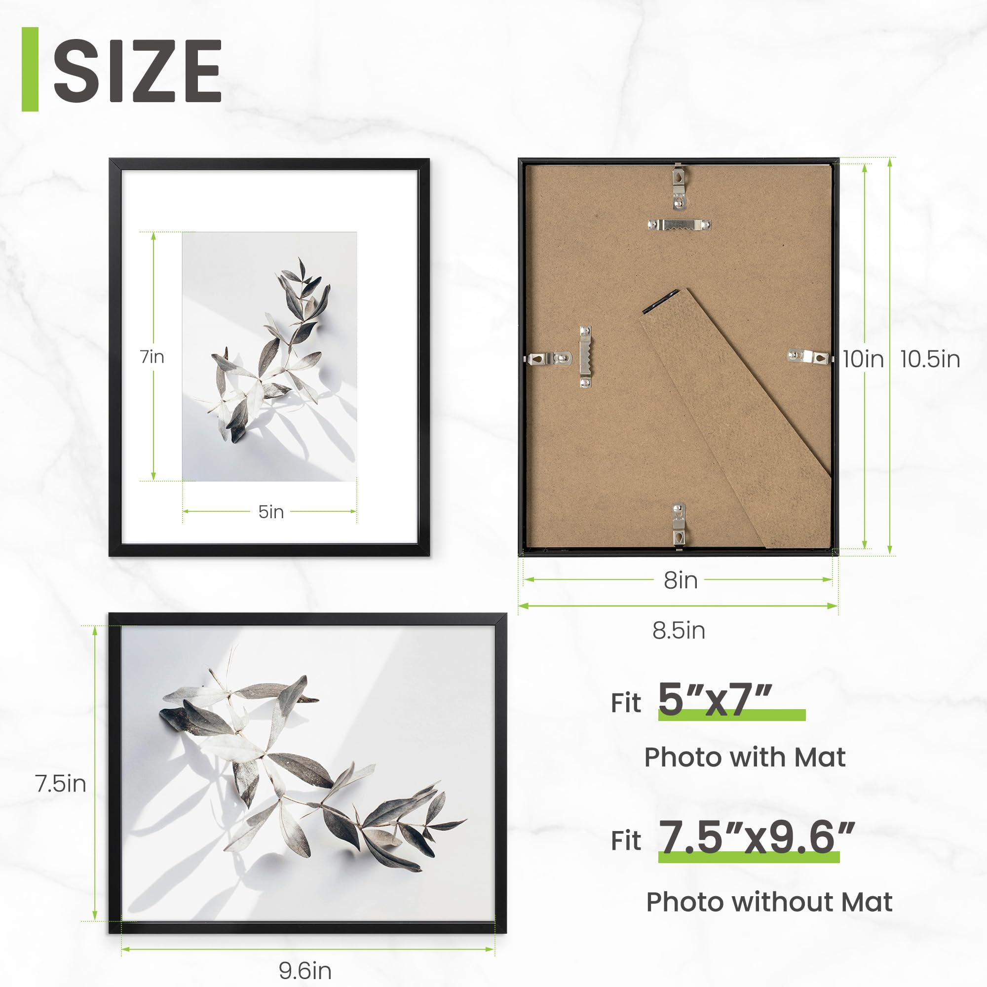 8x10 Picture Frame, Metal 8x10 inch Black Photo Frame - Image 2