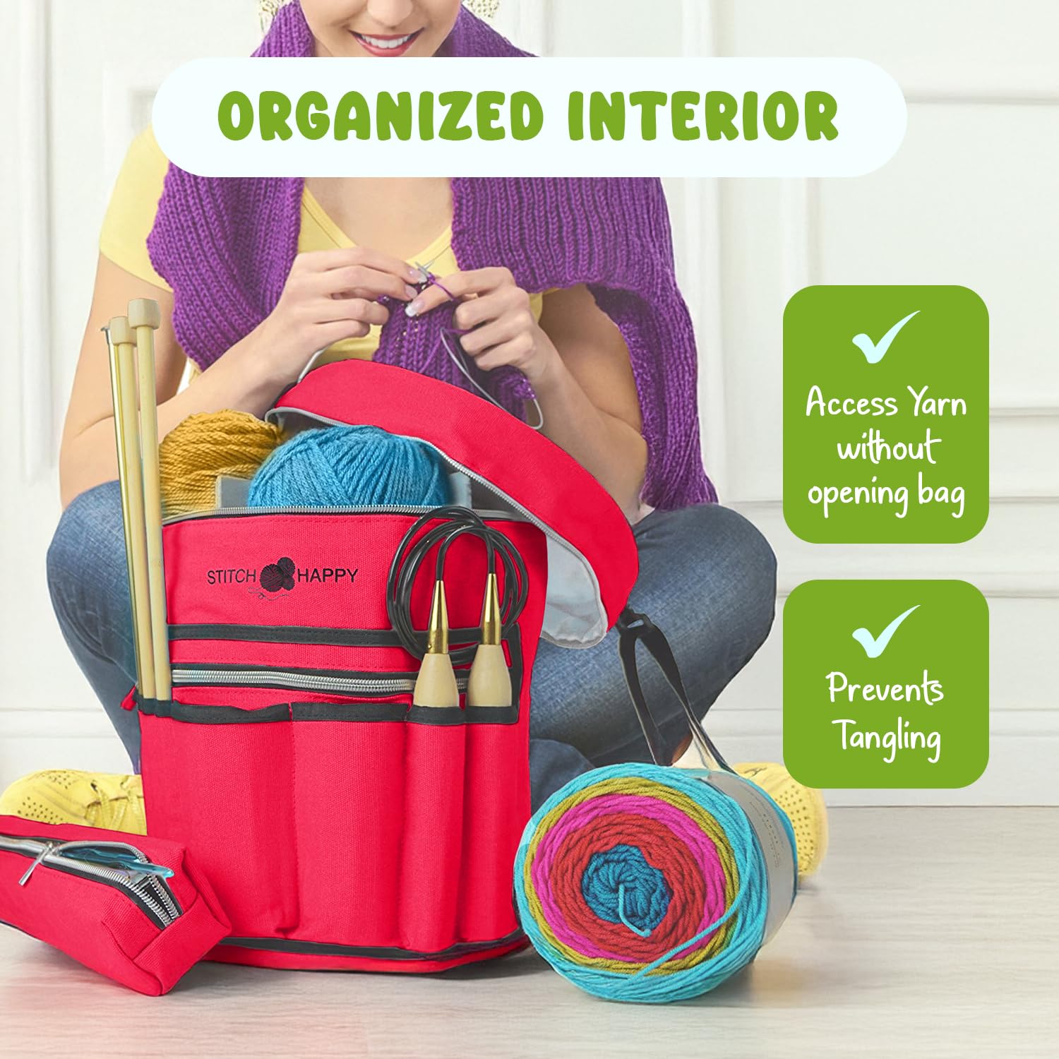 Amazon.co.jp: Stitch ハッピーデザイナーニットバッグ 糸ストレージ 7