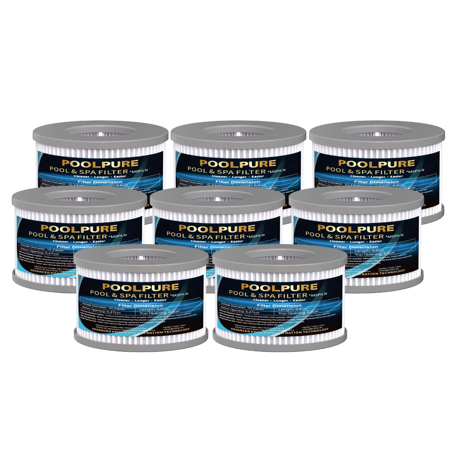 POOLPURE Lot de 8 cartouches filtrantes compatibles MSpa FD2089 LF90