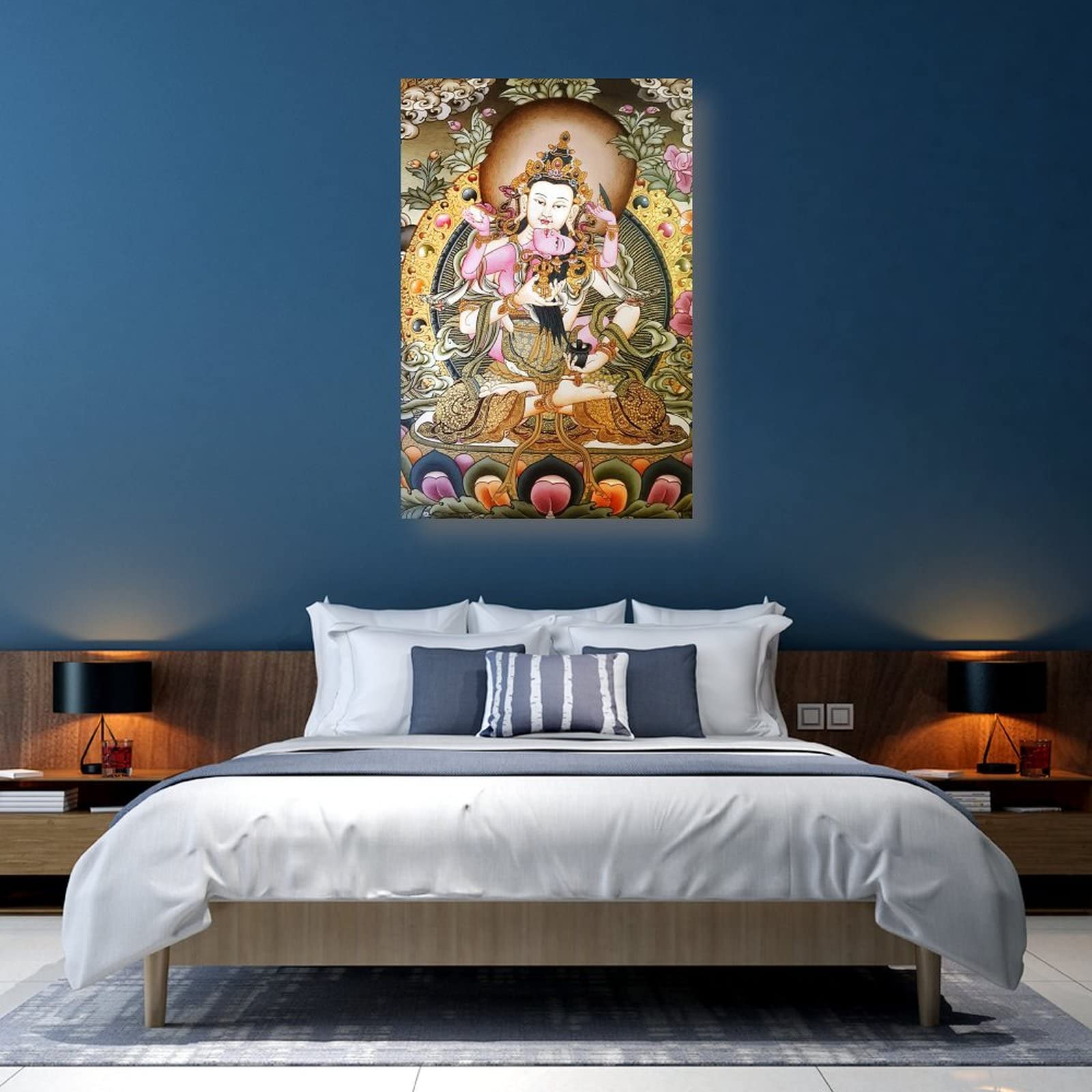 Poster da parete con Buddha Bodhisattva di Thanka, buddismo, religione, meditazione, regalo, decorazione per la casa, poster su tela, 60 x 90 cm