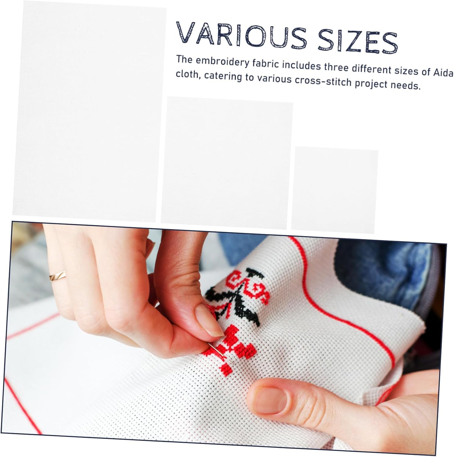 12 Pcs Embroidery Fabric Squares Polyester Cotton Blend Cross Stitch Cloth with Design for Sewing DIY Needlework Crafts Includes Beginner-Friendly and Comfortable Material