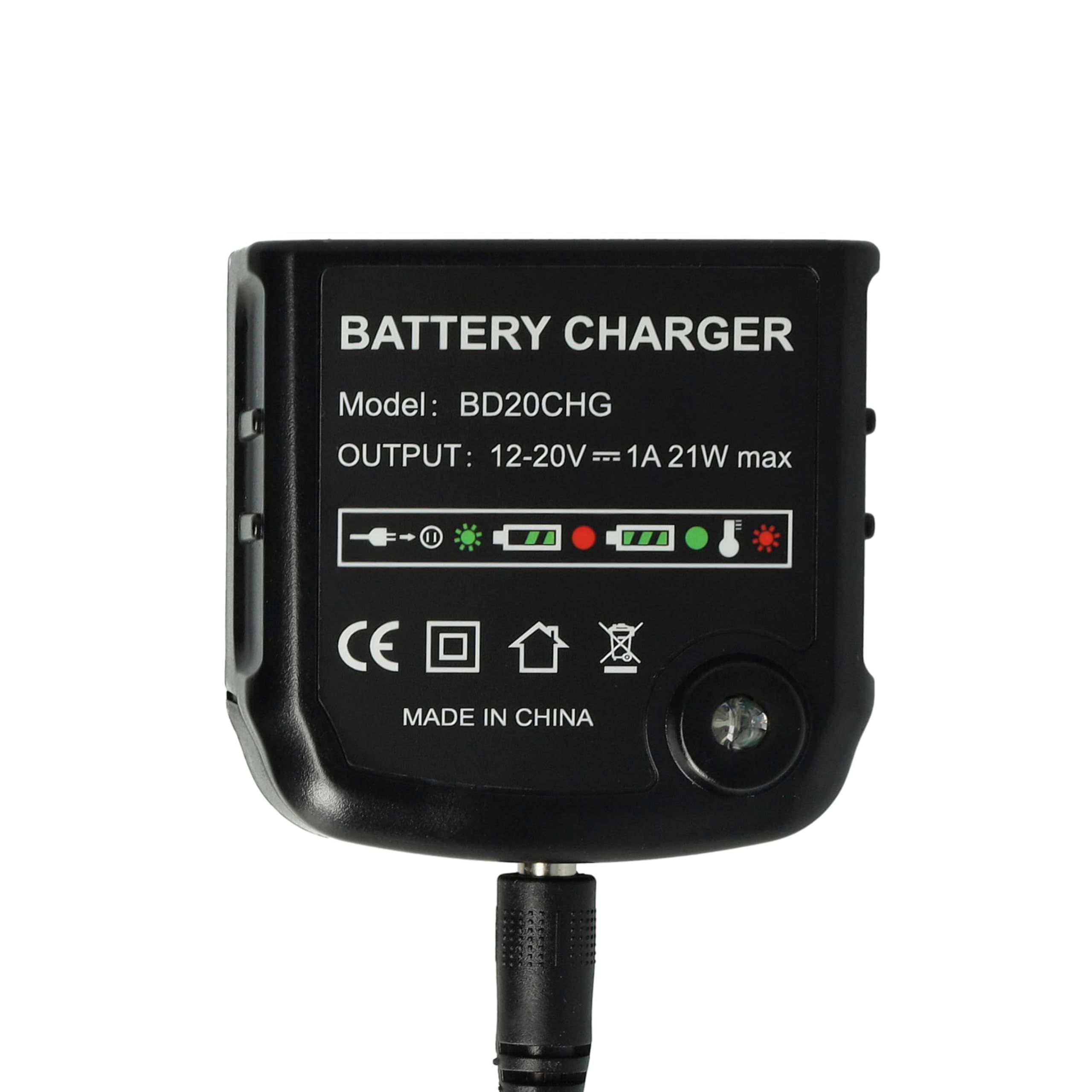 vhbw caricabatterie 12-20 V compatibile con Black & Decker BL1114, LB16, BL1314, BL1514 batterie Li-Ion di attrezzi, 12-20V