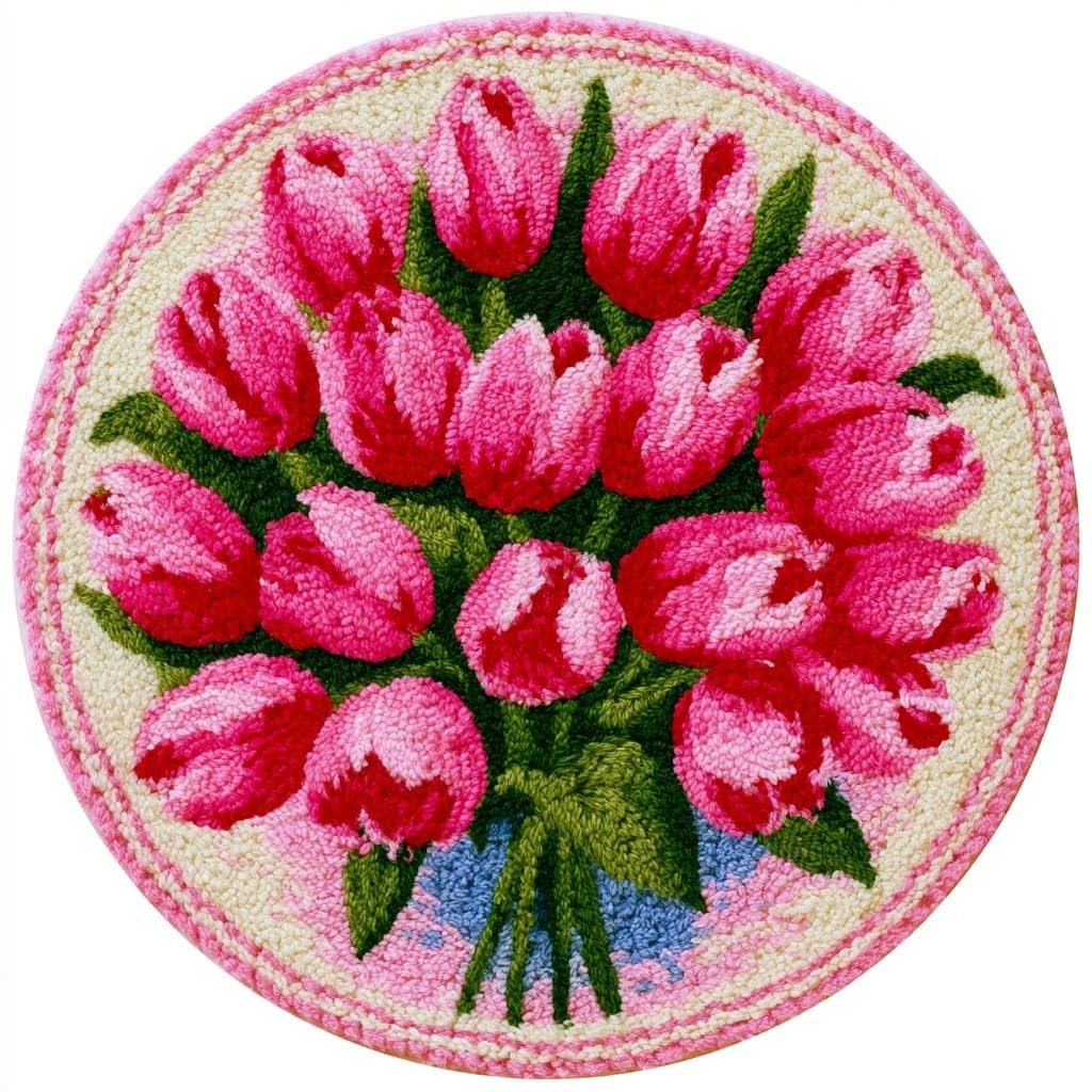 AMBATTERY Latch Hook Kits for Adults,Latch Hook Rug Kit,Tulip Flowers