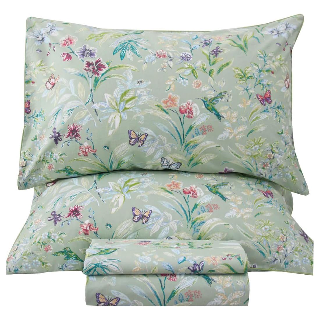 Lady Ann King Size Egyptian Cotton Percale Floral Sheet Set