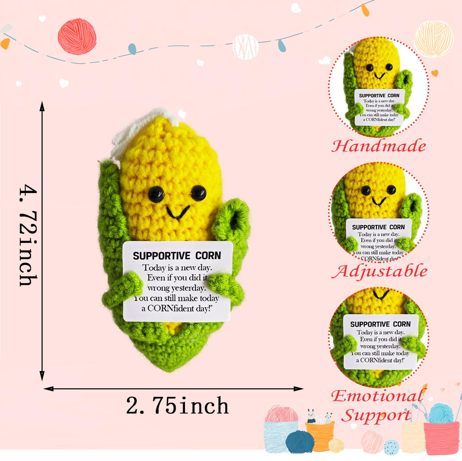 Fouliki Emotional Support Crochet Corn,Lovely Gift for Friends,Mom,Dad,Grandpa,Grandma,Colleagues,Home Office Decoration