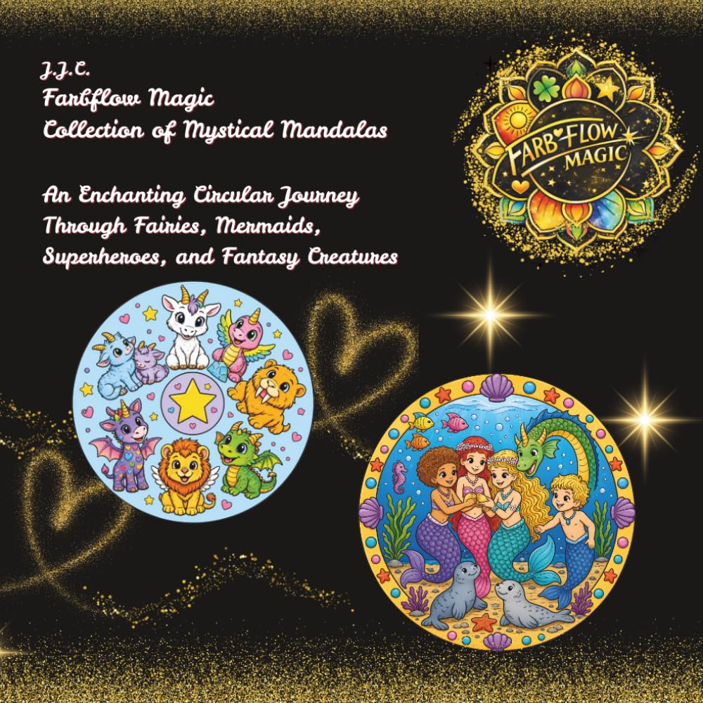Farbflow Magic - Mystical Mandalas: An Enchanting Circular Journey Through Fairies, Mermaids, Superheroes, and Fantasy Creatures