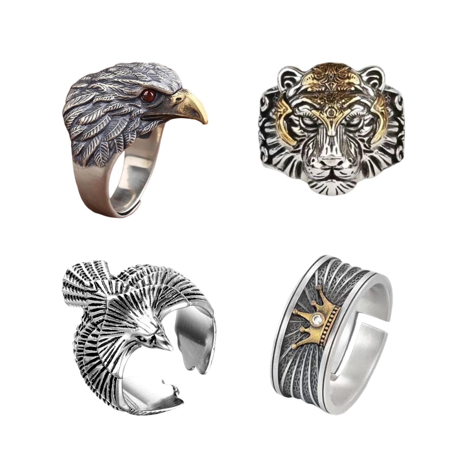 Rings For Men Silver Ring For Men, Daily Fashion Accessories and Special Occasion Gifting, Alloy Material Adjustable Fit