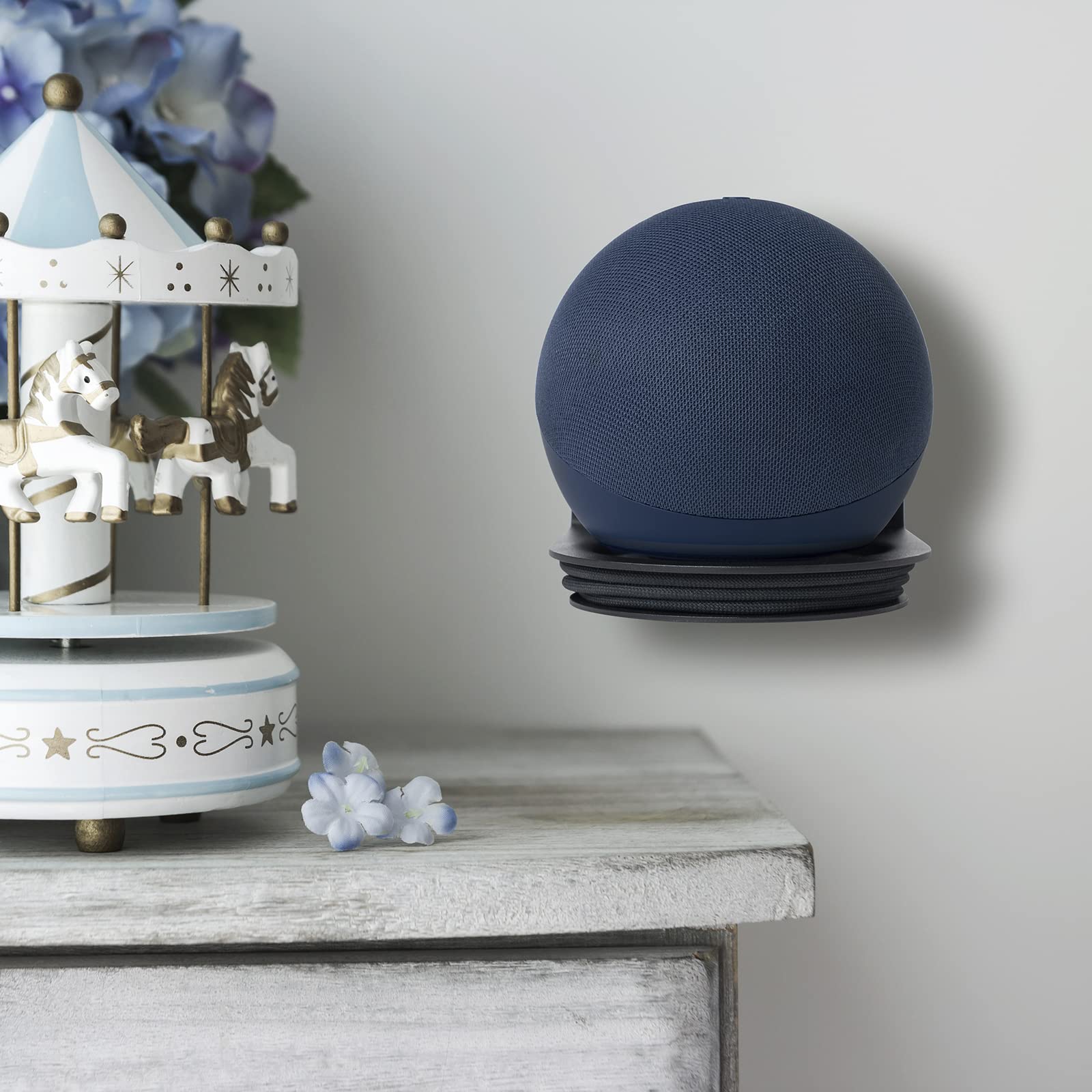 shinar Metall Universal Wandhalterung für echo Dot 4/echo Dot 5 Generation Homepod Mini Platzsparend,Halterung Zubehör für Dot 4/Dot 5 und Homepod Mini Ständer mit integriertem Kabelmanagement schwarz