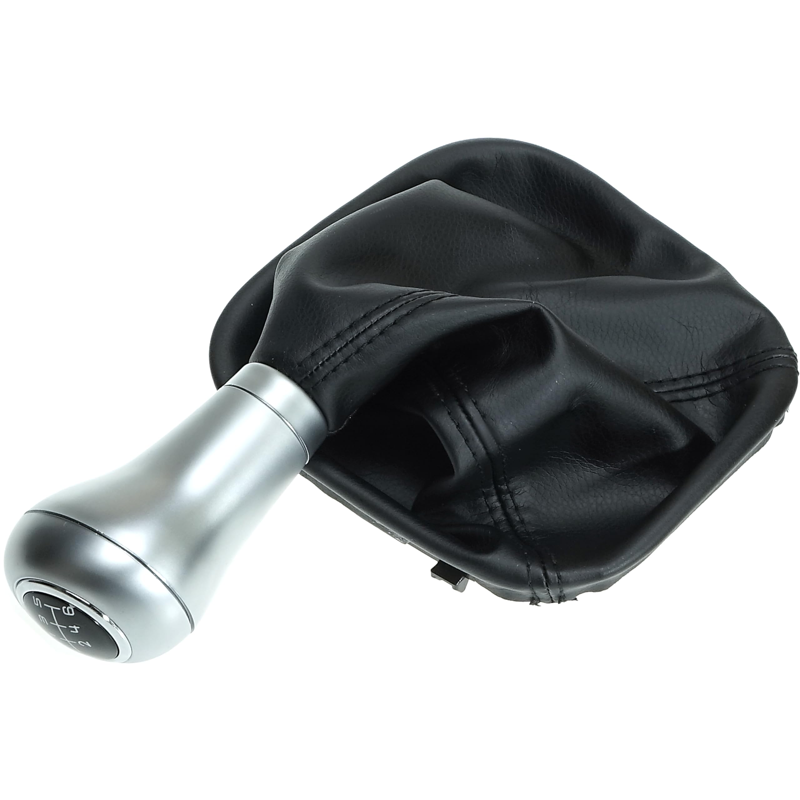 Pomello del cambio in alluminio argento + cuffia + telaio 6 marce compatibile con Mercedes Classe C: W203 S203 (2004-2007 solo Facelift, classe CLK W209 (2004-2008) solo Facelift!