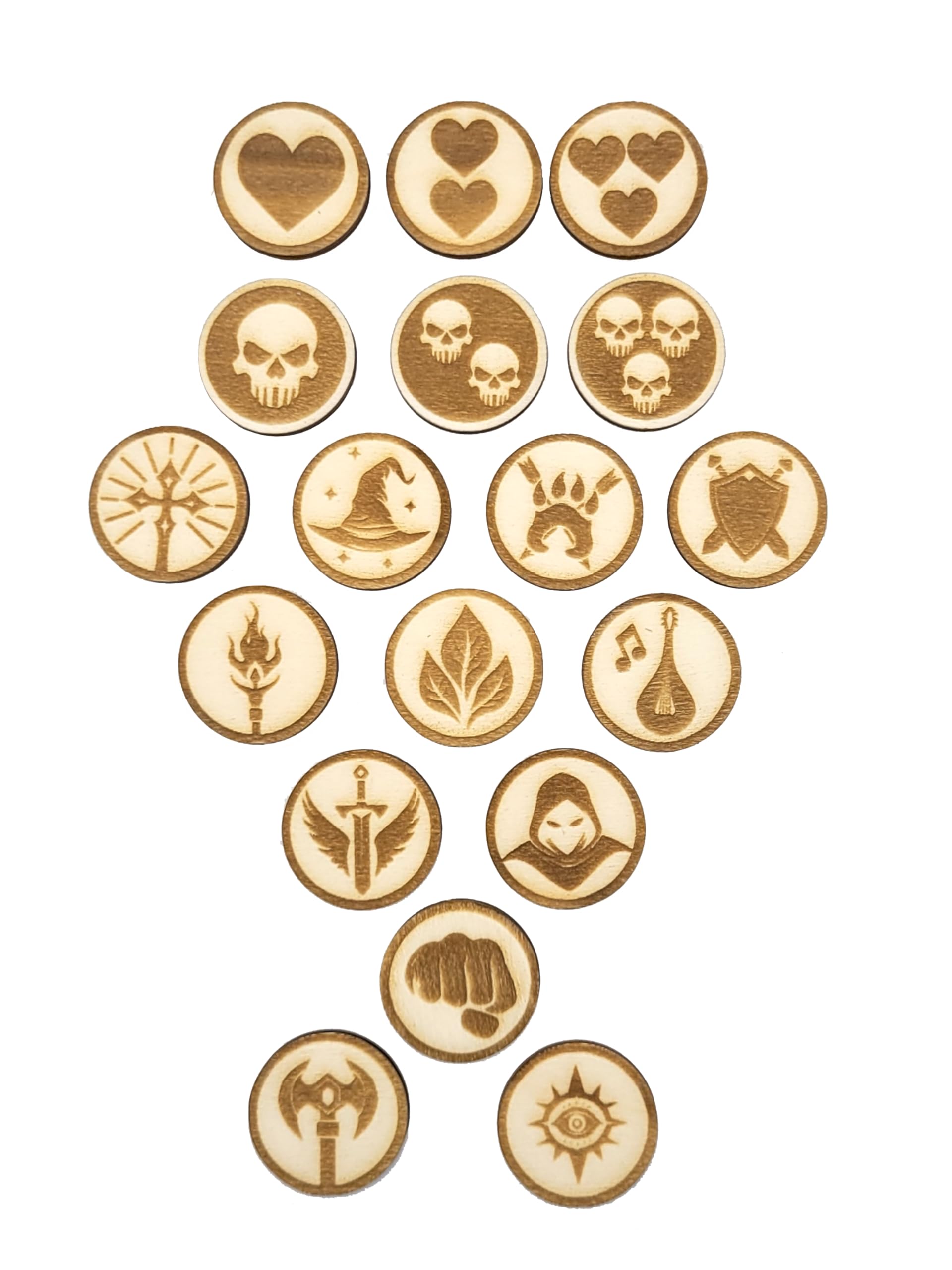 Token DND per Eroi in Legno incisi al Laser – 18 pennarelli Battlemap per Tutte Le Classi & Death Saves – Dungeons And Dragons Tablet op Accessori