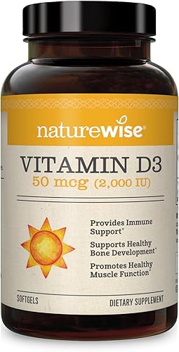 NatureWise Vitamina D3 2000iu (50 mcg) Función muscular saludable y apoyo inmunológico, sin OMG, sin gluten en aceite de oliva prensado en frío, el disponible en Yaxa Colombia