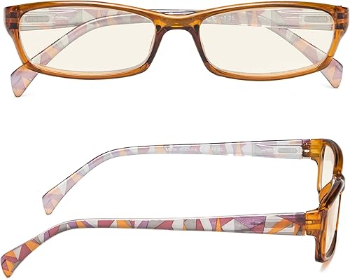 Miniatura 3 de Gafas de computadora de moda para mujer, diseño de patrón (marrón, 1.50)