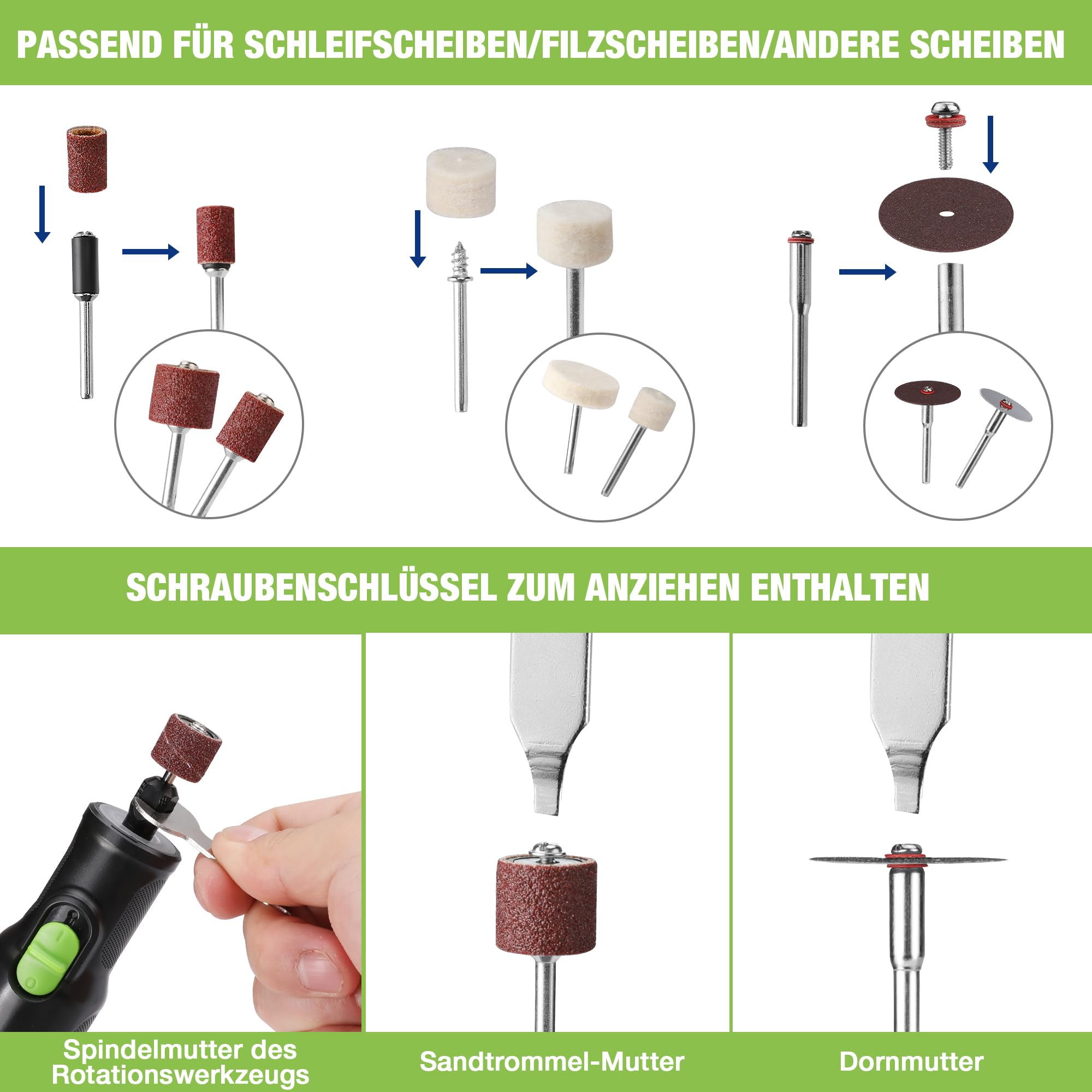 WORKPRO 7,2 V Kabellos Drehwerkzeug Set, Multifunktionswerkzeug mit 117 Zubehörteilen, mit 6 einstellbaren Geschwindigkeiten, Aufbewahrungstasche, ideal zum Schneiden, Schleifen