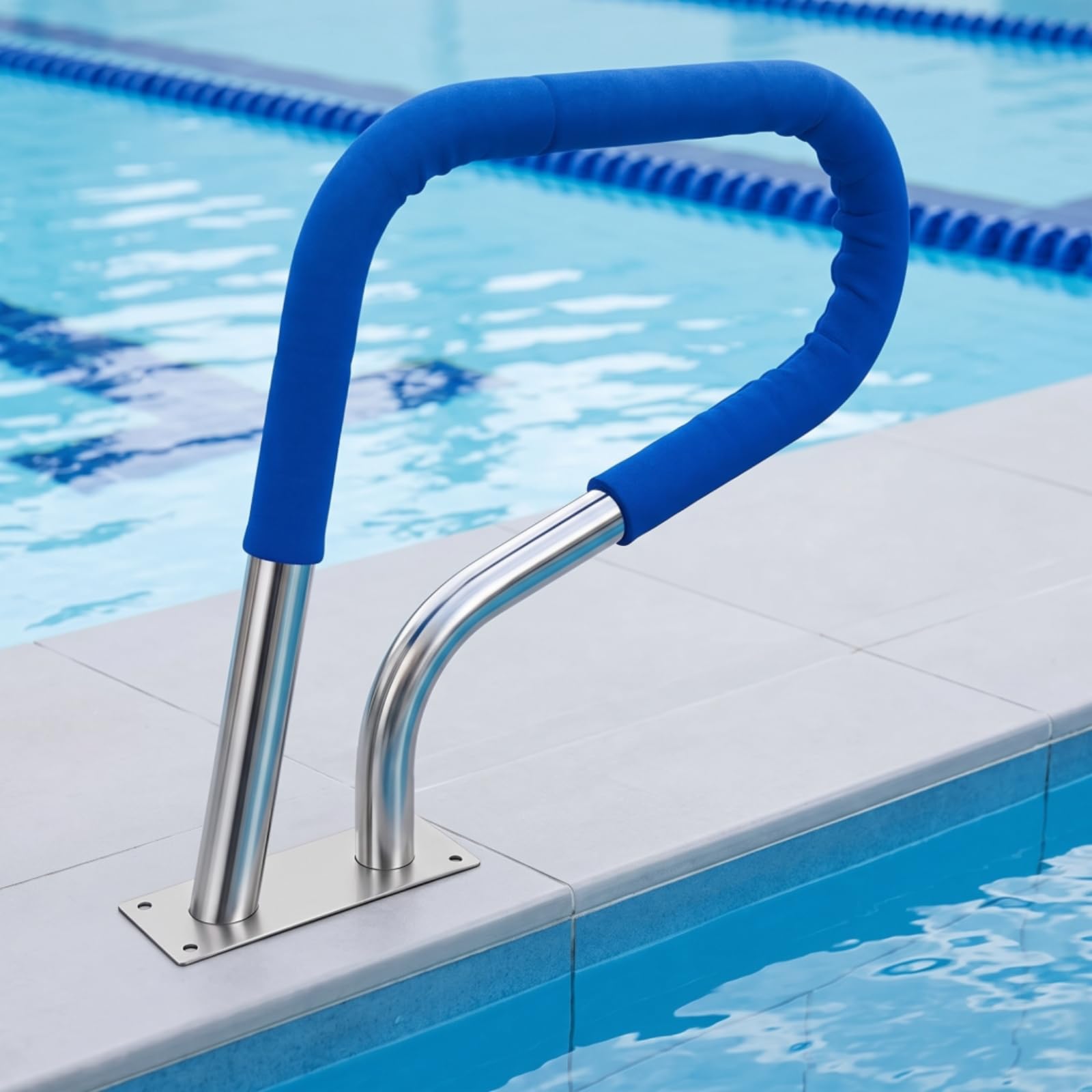 kowaku Main Courante de Piscine Rampe Barre d'Appui Garde-corps Tube Épais en Acier Inoxydable 304 Surface Polie Brillante Poignée Rembourrée Sécurisée