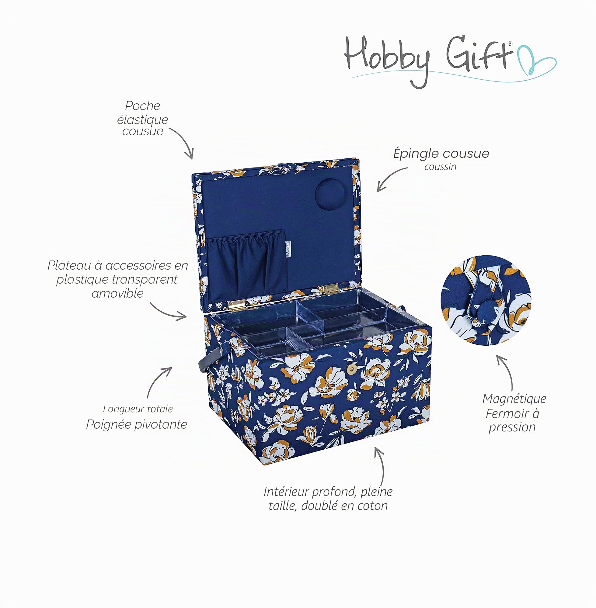 Hobby Gift Grande boîte de rangement pour loisirs créatifs Motif floral d'automne