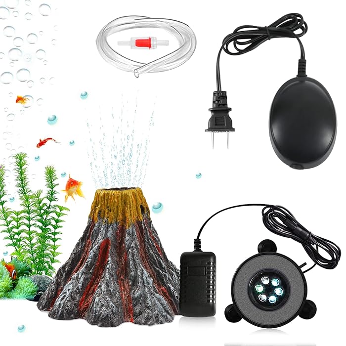 Buy Aquarium Air Bubble Light Aquarium Stone Disk with Air Pump Volcano