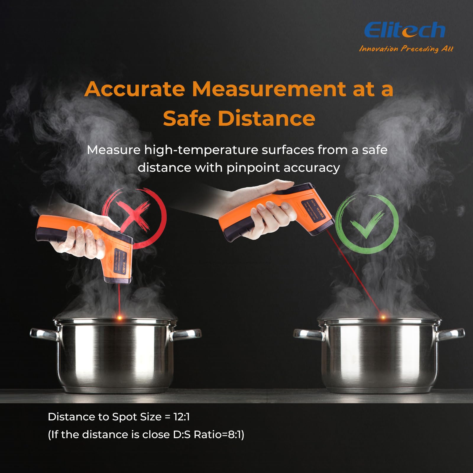 Elitech DIT-220 Termometro IR Digitale Senza Contatto -50°C a 530°C Emissività Regolabile