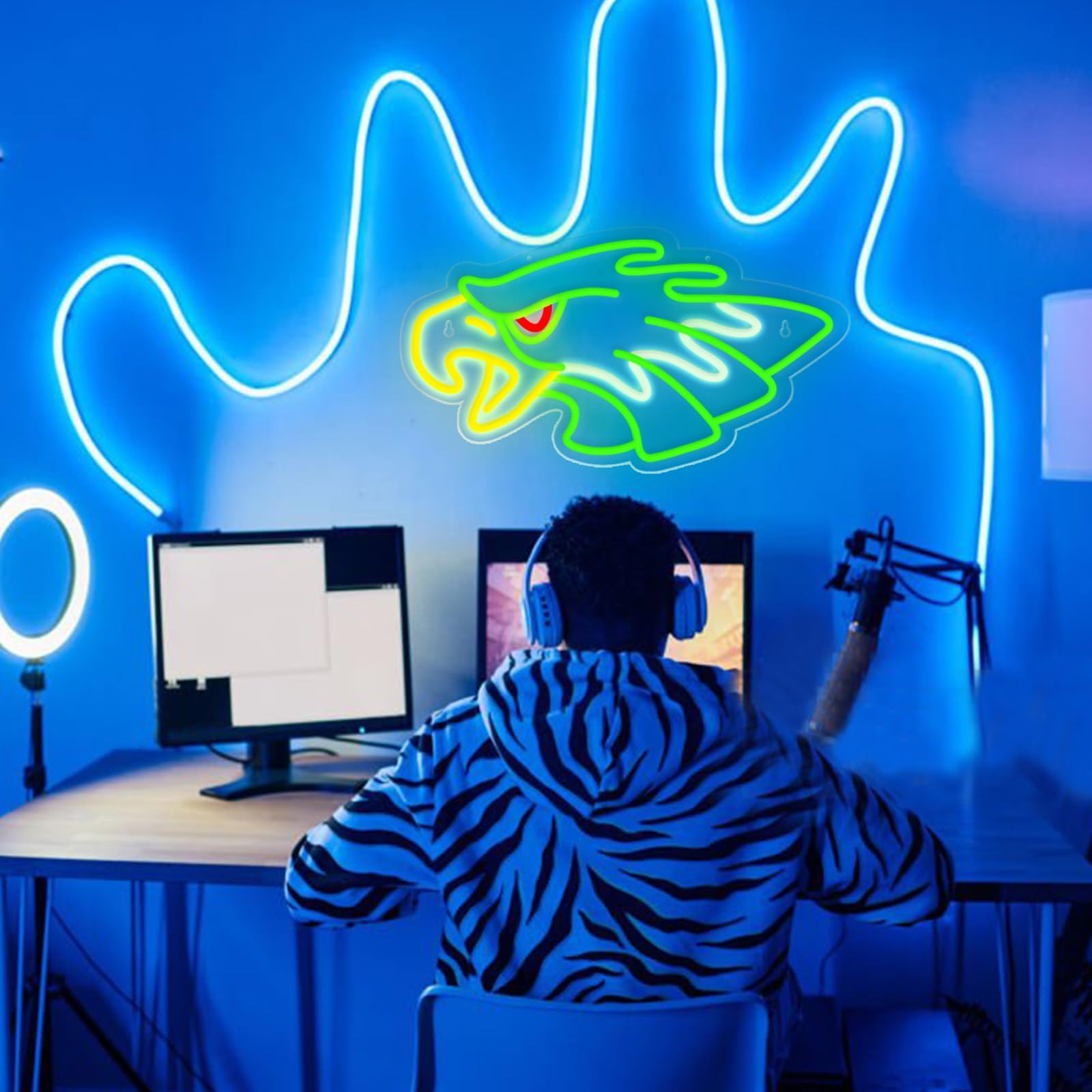 Insegne al neon con aquila a LED, per decorazione da parete, luci al neon dimmerabili, con aquila, da appendere, per camera da letto, bar, uomo, grotta, club, dormitorio, appassionati di sport