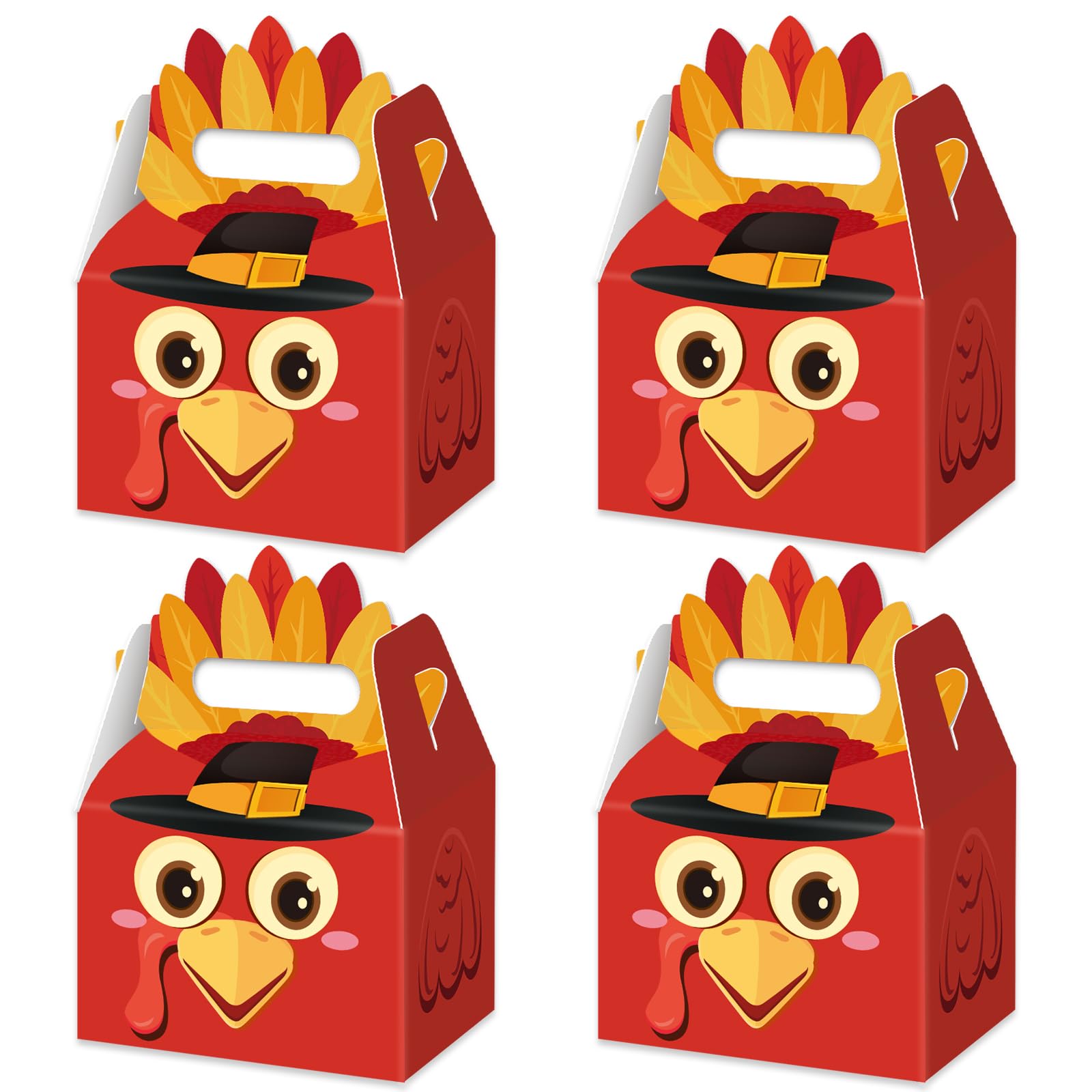 FRIDAY NIGHT Thanksgiving Paper Boxes 12PCS Turkey Pattern Cake Cookie Candy Gift Box Fall Holidays Party Supplies Table Decorations