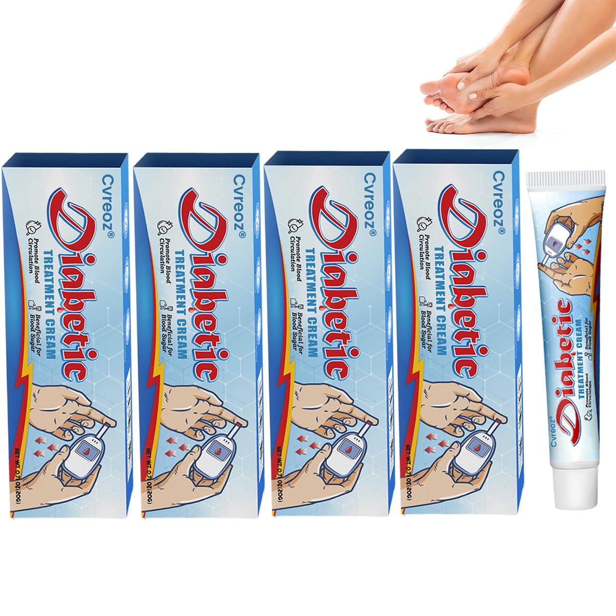LAOZIK VivaGluco Diabetes Treatment Cream, Professional Diabetic Foot Cream, LAOZIK Diabetics Skin Relief cream for Foot Care, Protecting Creams, Natural Ingredients, for Dry Skin Relief (4 Pcs)