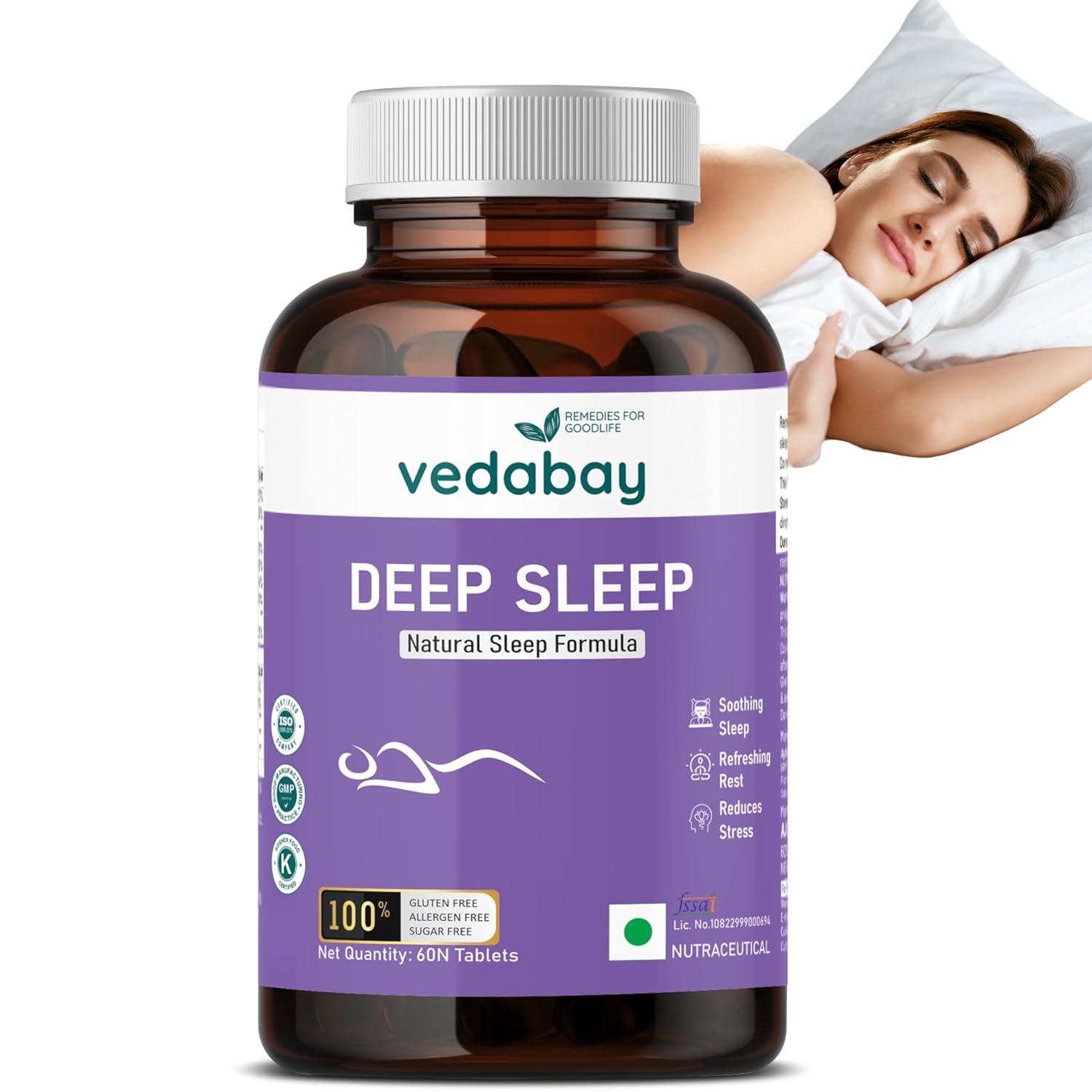 Vedabay Natural Sleeping Tablets Strong Sleep, Sound Free Deep Sleep
