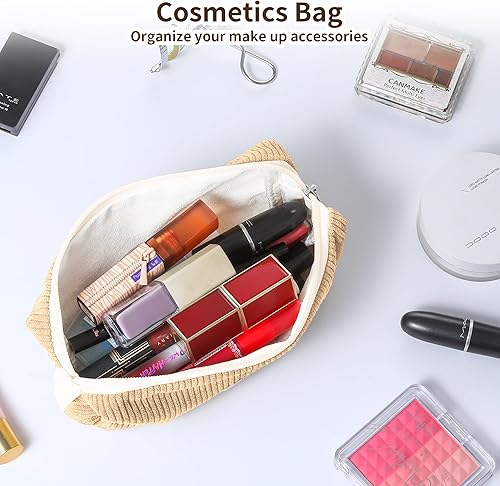 Miniatura 6 de Estuche para lápices, organizador pequeño de pana suave con cremallera, bonito estuche para lápices para niñas y niños, color albaricoque