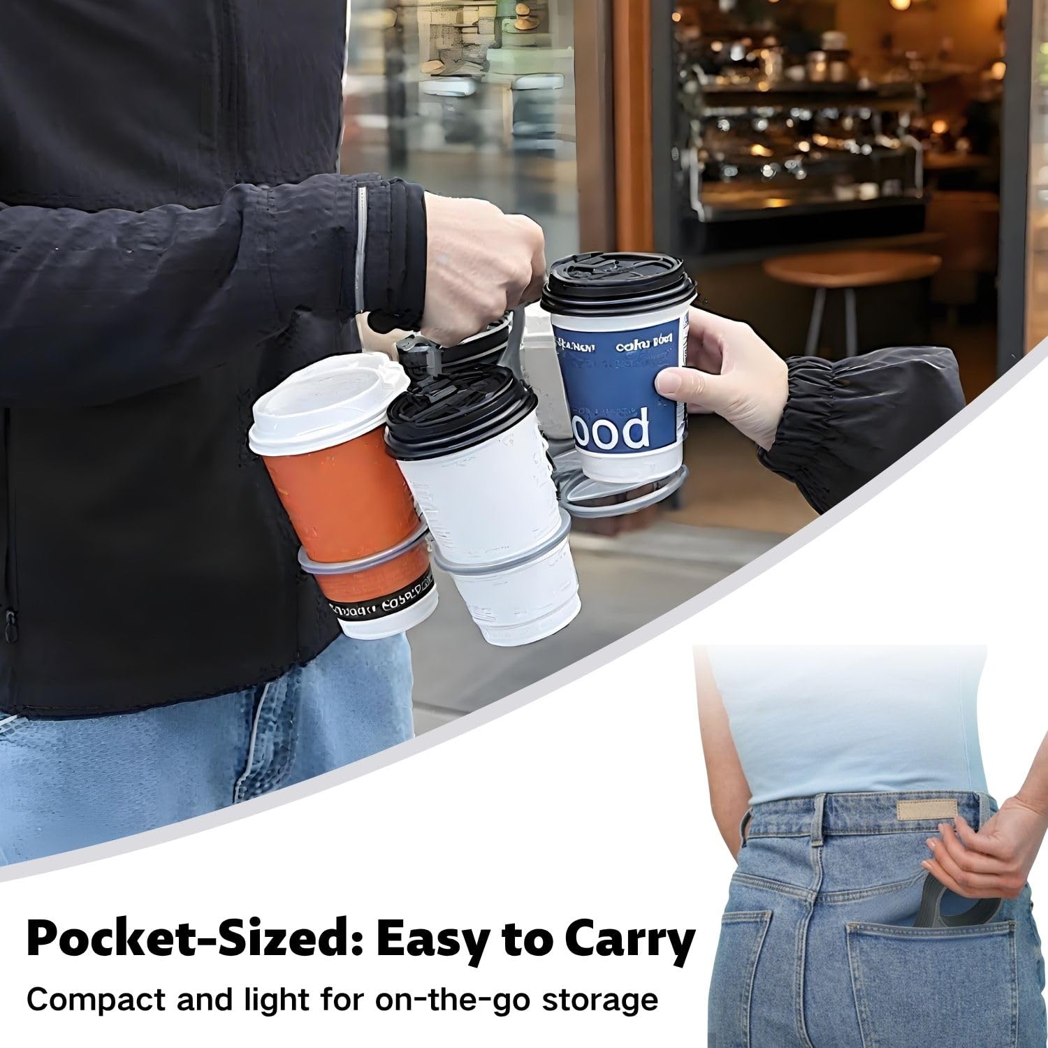 Super Carry Lot de 2 porte-gobelets pliables, pour 6 gobelets, pour café, boissons et bière, robustes et réutilisables