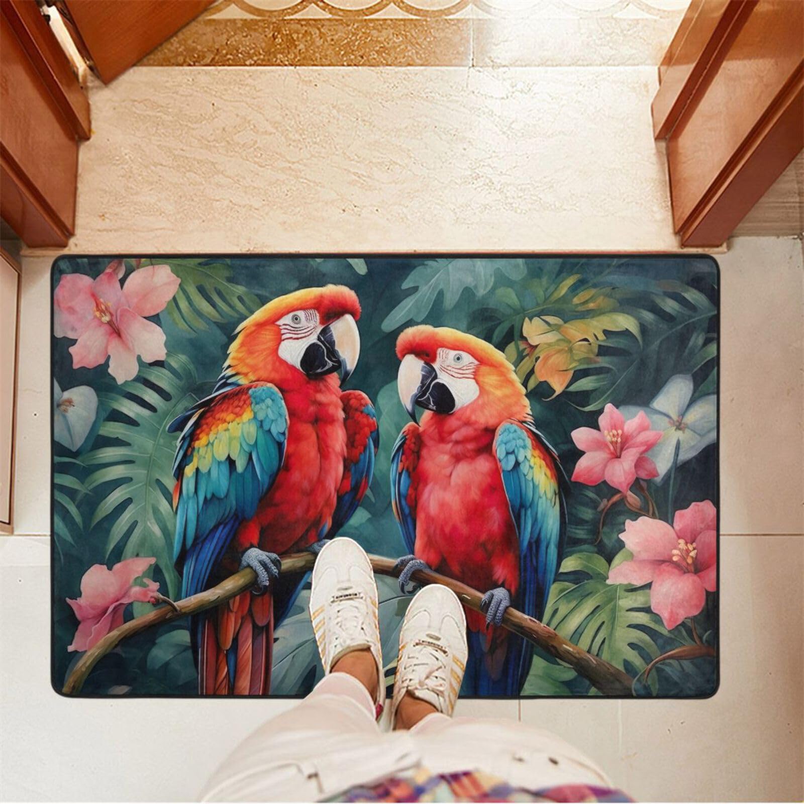 UMIRIKO Parrot Tropical Flower Kitchen Rug Mats Anti Fatigue Non Slip Mats Kitchen Mats for Floor Kitchen Decor 36x24 Inch 202a4669