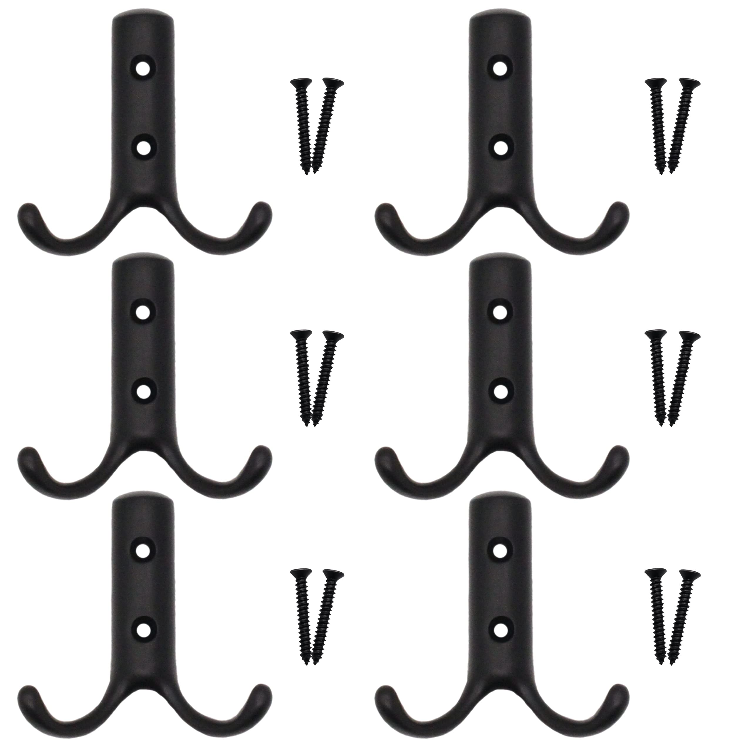 EAI Twin Robe Hook - 70mm - Matt Black - Pack of 6